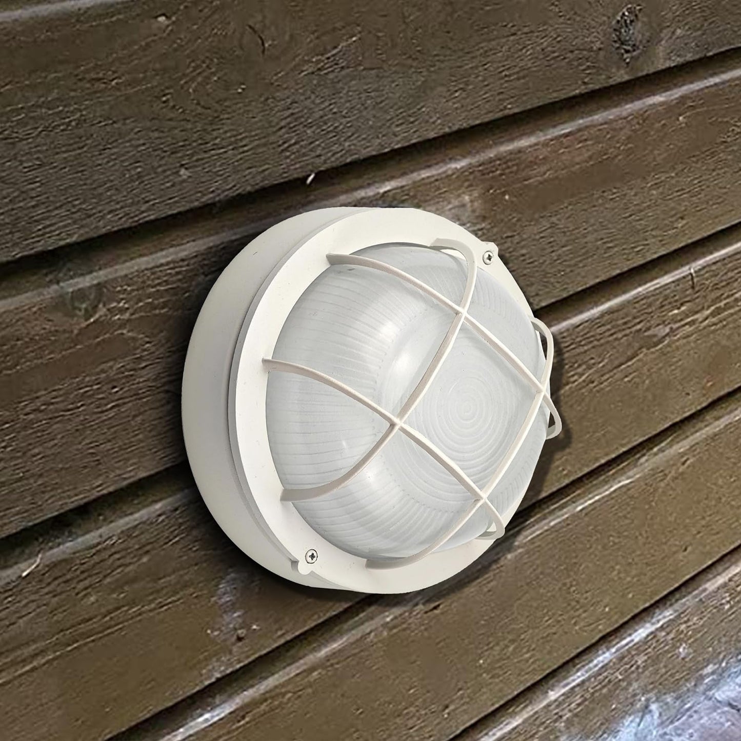 8” Bulkhead LED Light White Round,Nautical Outdoor Lights White Round LED Sauna Light Fxiture,8" Nautical Bulkhead Wall Light 3000K,1500 Lumen,15W