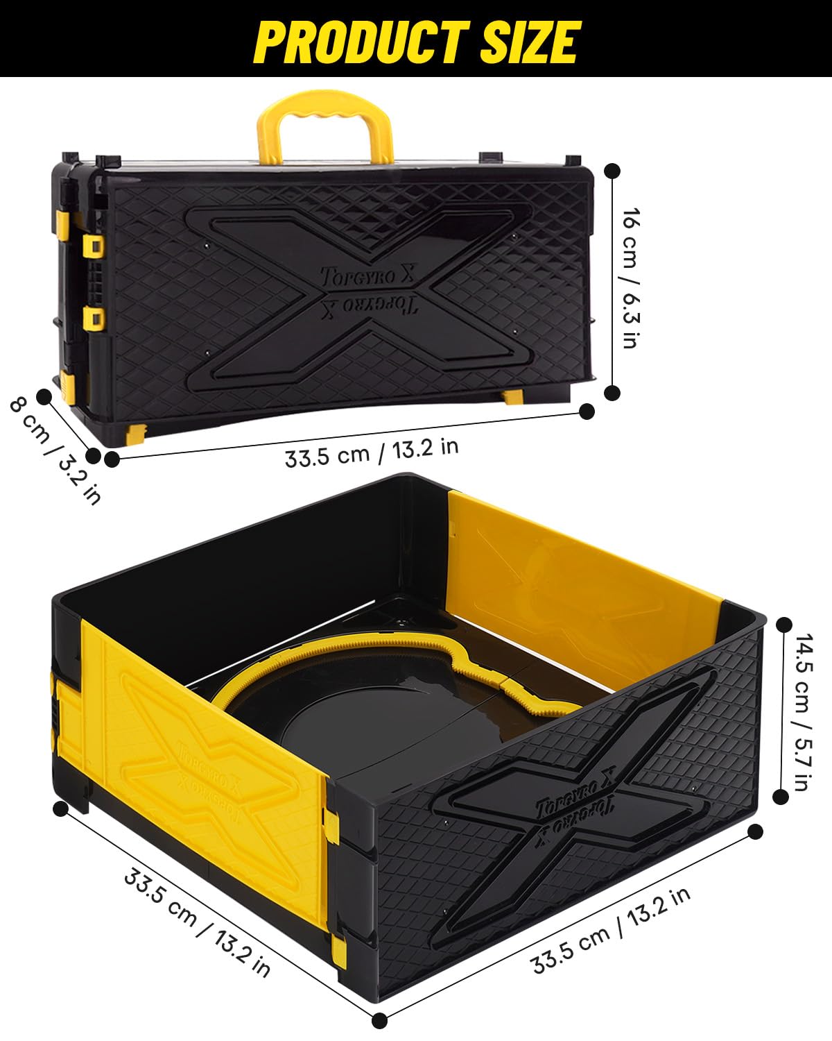BGOVTAPO Foldable Portable X Stadium Arena with Carry Handle, Yellow Battle Stadium Compatible with X Gyro Tops & Launchers. Travel Toy Gift for Kids Ages 6+
