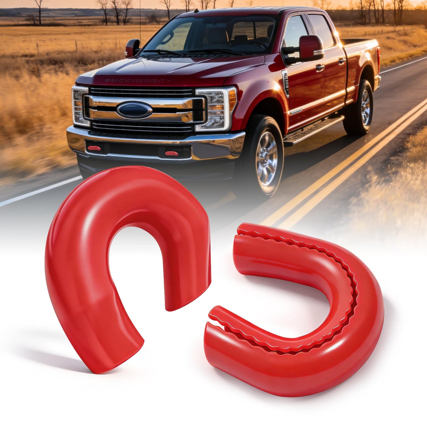 TOVIIEA Tow Hook Covers for Ford Super Duty F250 F350 F450 2017-2026 Thicken Upgrade, Tow Hitch Covers Compatible with F250/F350/F450 2017-2026 Accessories,2PCS-RED