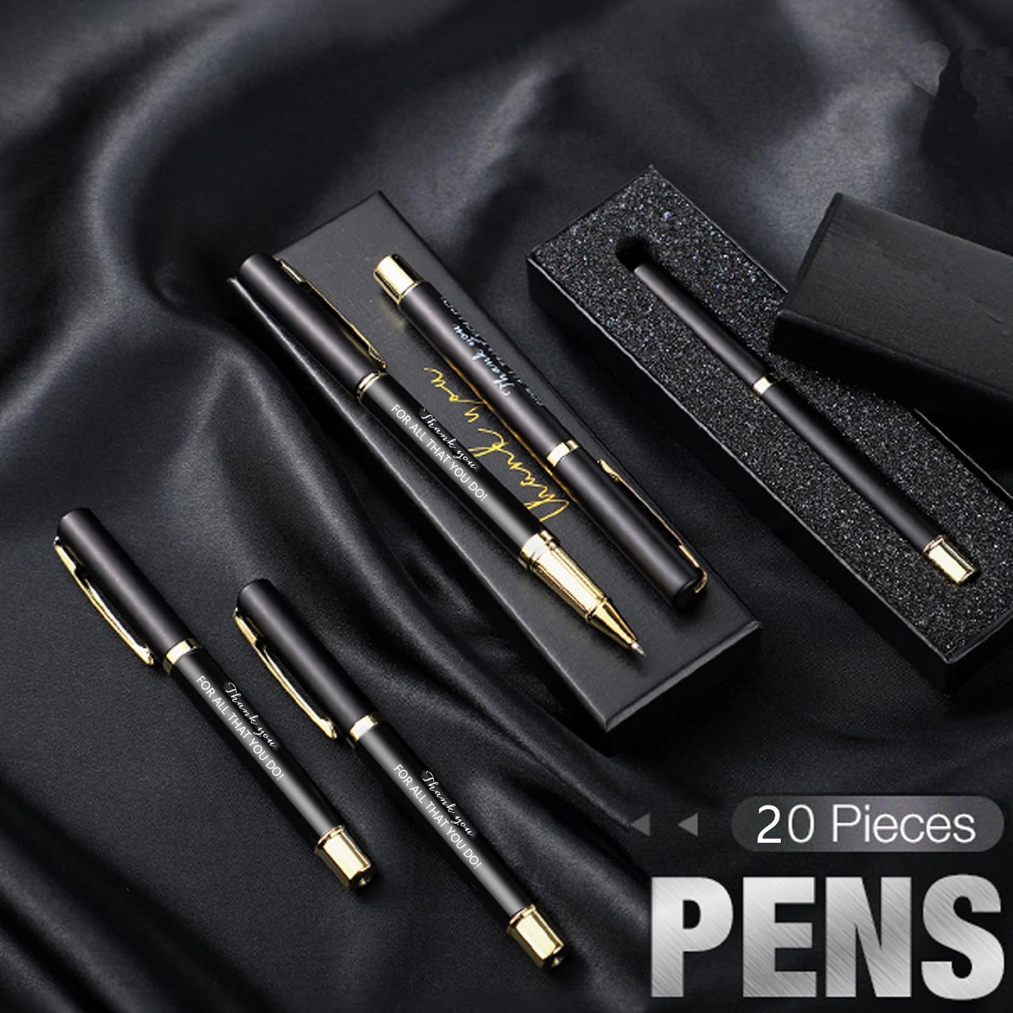10/20/40 Sets Inspirational Thank You Gifts Employee Appreciation Gifts Bulk Ballpoint Engraved Business Pens with Gift Boxes (THANK YOU FOR ALL THAT YOU DO, 20)