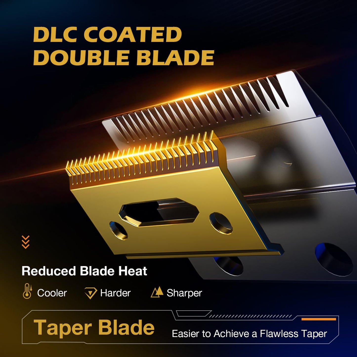 Professional Hair Clippers for Men- High Torque Brushless Motor with DLC Coated Ceramic Blade, Mens Cordless Hair Clippers Set for Barbers with Charging Base, Fashion Gift for Men - Gold