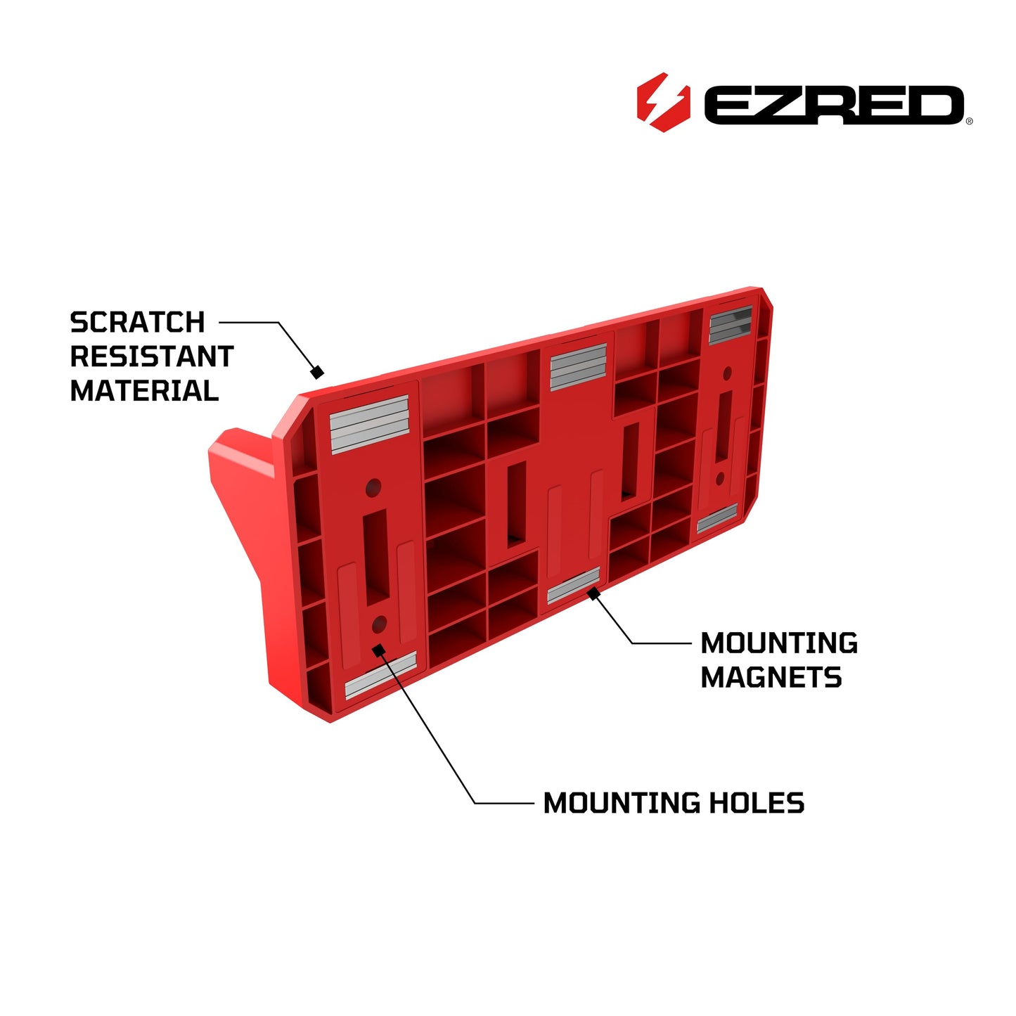 EZRED Magnetic 4 Slot Pry Bar Holder with Mounting Holes Non-Marring TPEE Low Profile Design Organization