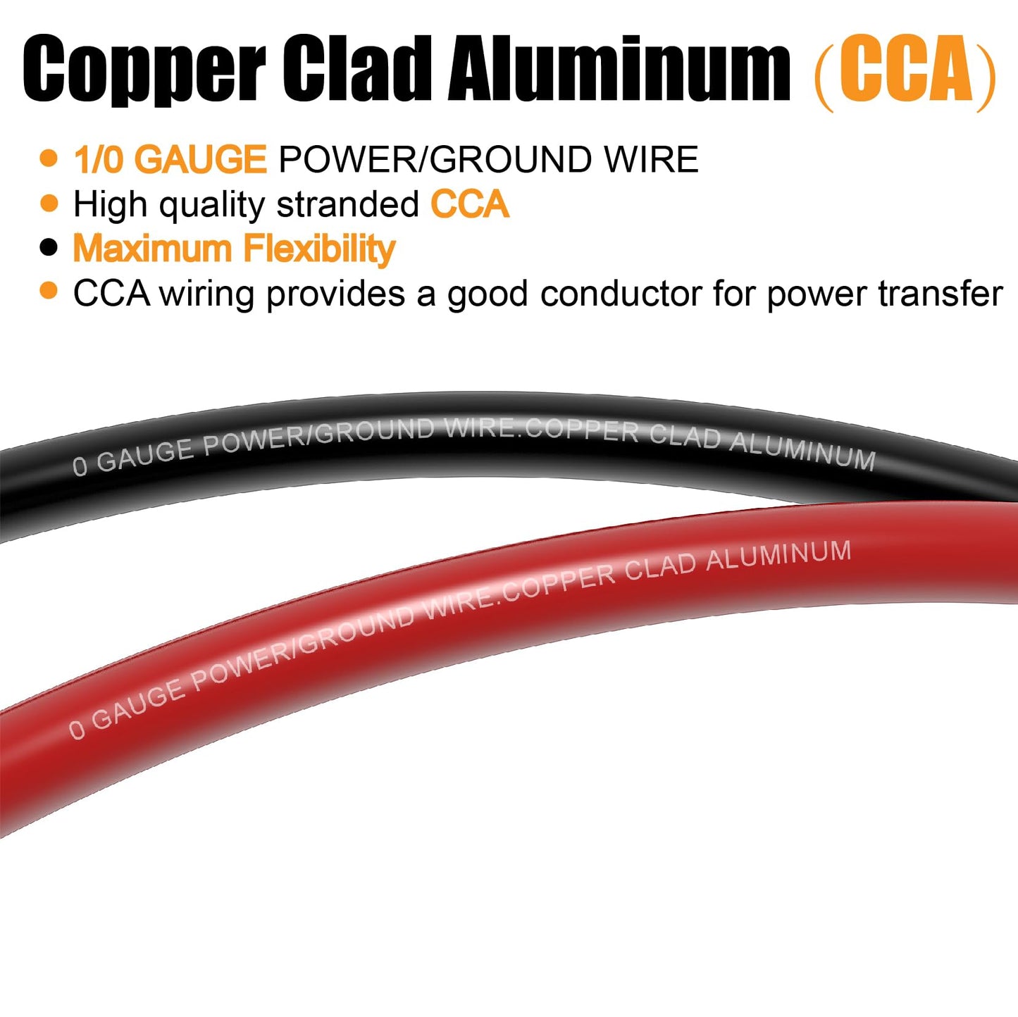 AWG 1/0 Gauge Wire (20 Feet Black+20 Feet Red) Copper Clad Aluminum CCA - Primary Automotive Wire Power/Ground, Lugs Terminal Connectors,20PCS Heat Shrink Tubing