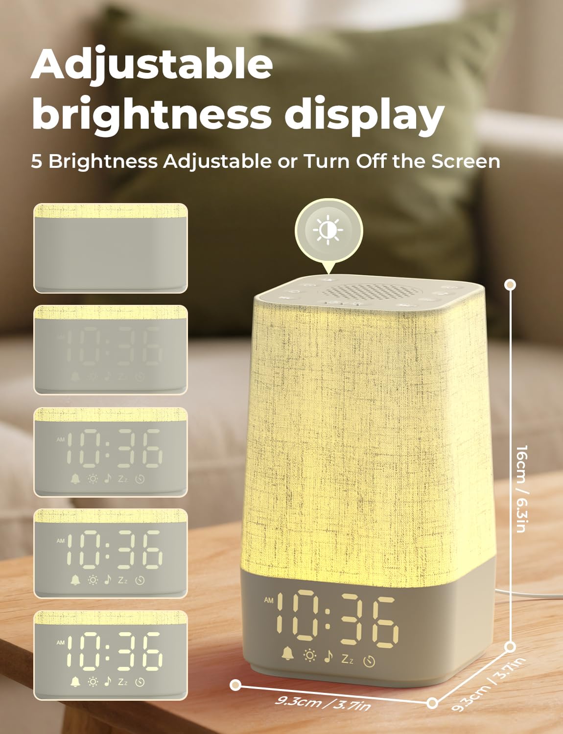 LIORQUE Sunrise Alarm Clock Wake Up Light with 30 Soothing Sounds Dimmable Display, Digital Alarm Clock with Mains Powered for Bedroom, Night Light & White Noise Sound Machine for Kids Adults