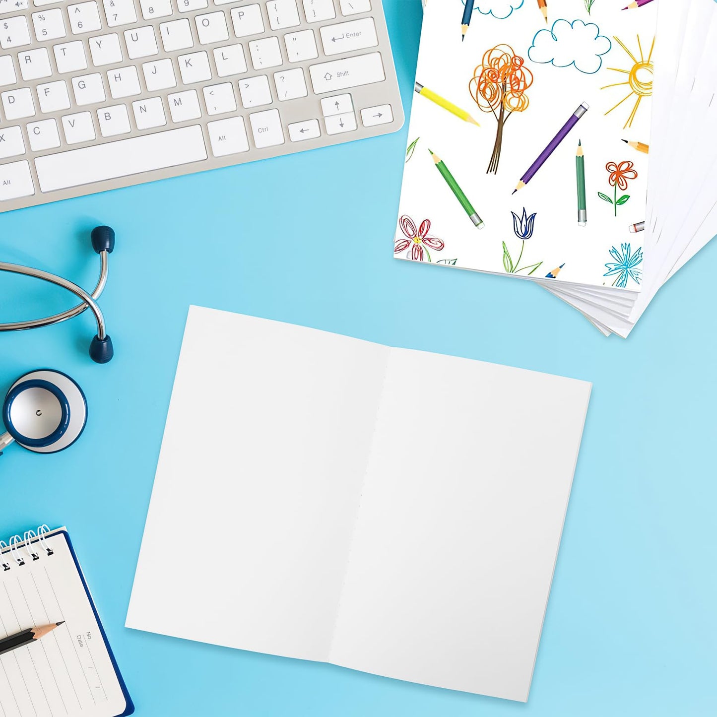 50 Pack Blank Notebooks Bulk, A5 Unlined Softcover Notebooks 5.5 x 8.3 Inch, Plain Paper Sketchbook Journals, White Cover Notepads for Writing, Sketching, Notes, Office, School & DIY Personalization