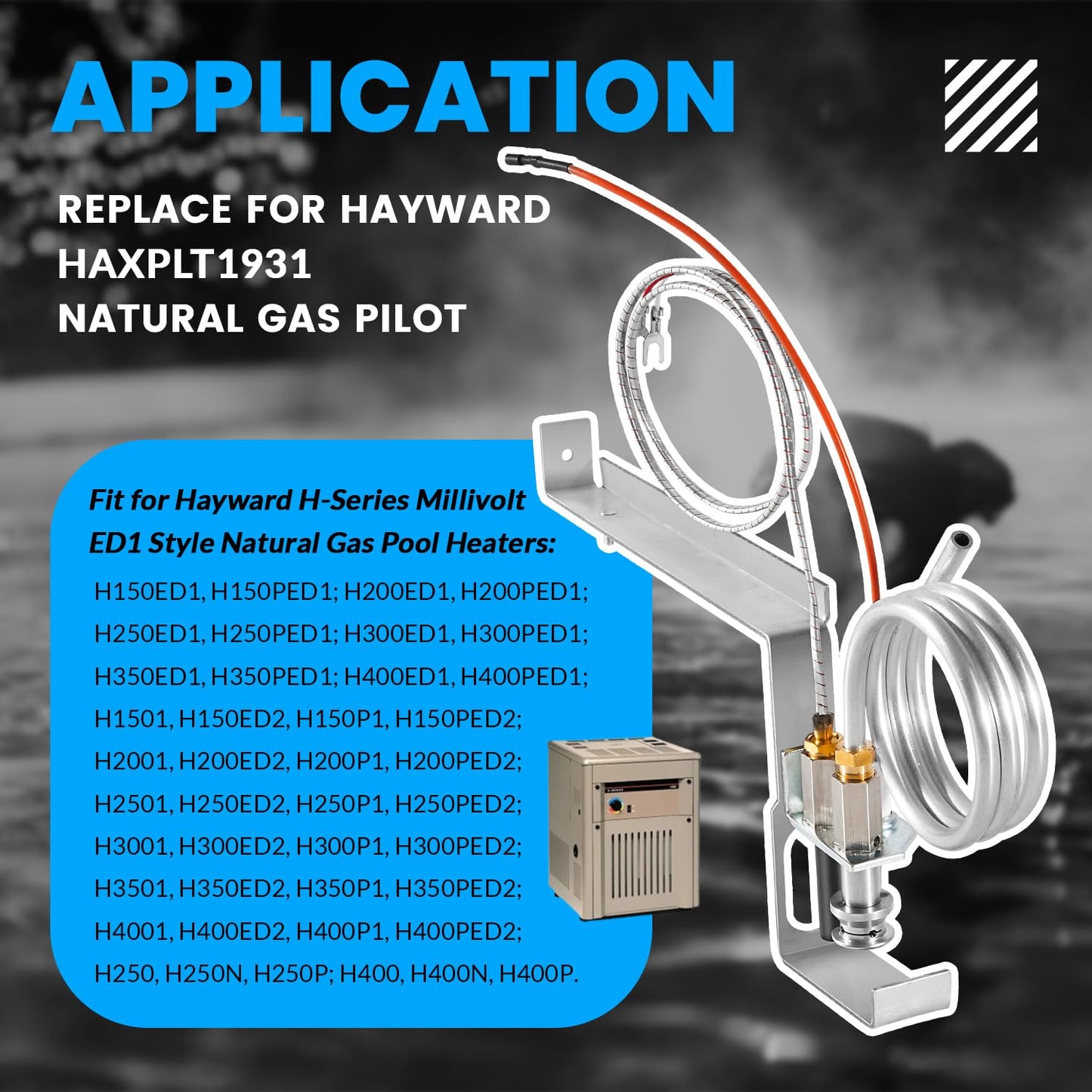usvehj HAXPLT1931 Natural Gas Pilot Assembly Kit - fit for Hayward H-Series Millivolt ED1 Style Natural Gas Pool Heater, for H1501C, H2001C, H2501C, H3001C, H3501C, H4001C, H400P1C
