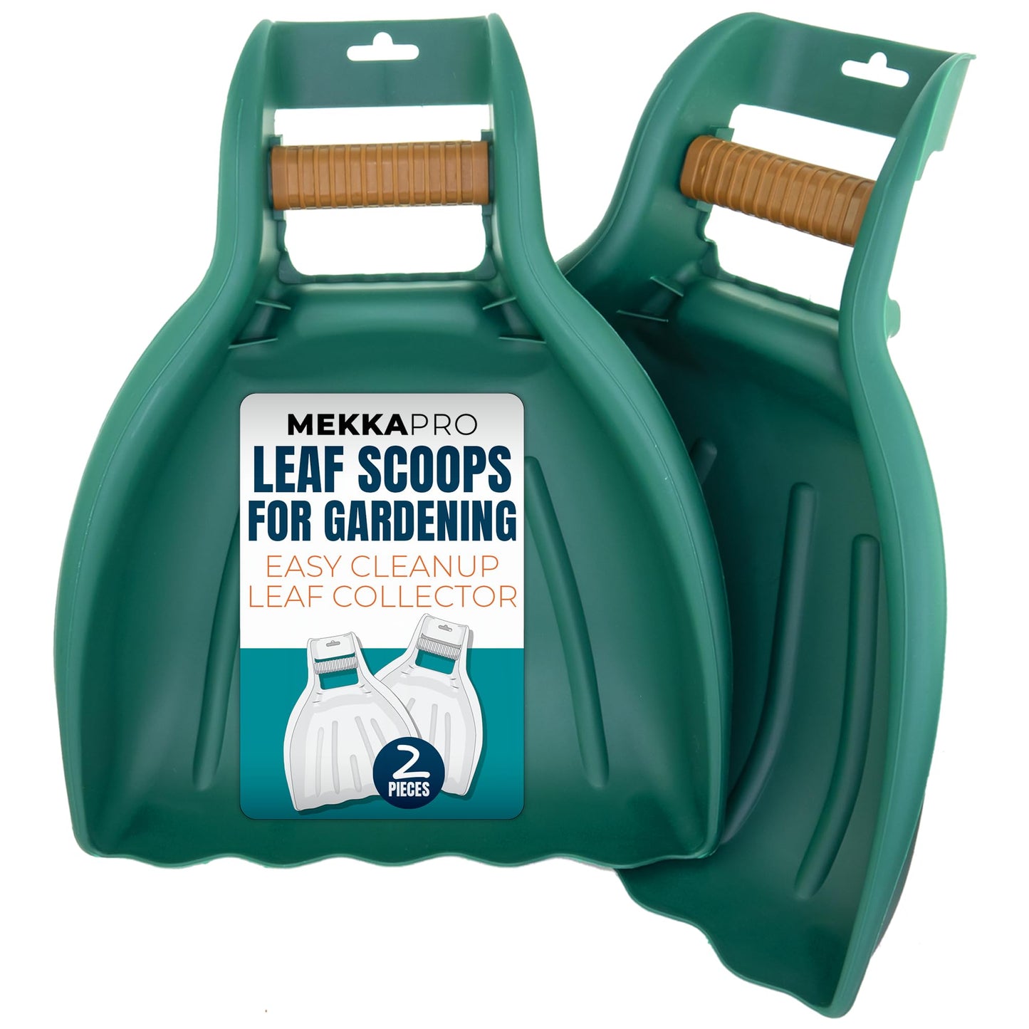 MEKKAPRO Leaf Scoops and Claws V2.0, 1-Pair (2 Pieces), Sturdy Ergonomic Grip, Large Hand Held Garden Rake Grabbers for Leaf Lawn Grass Removal