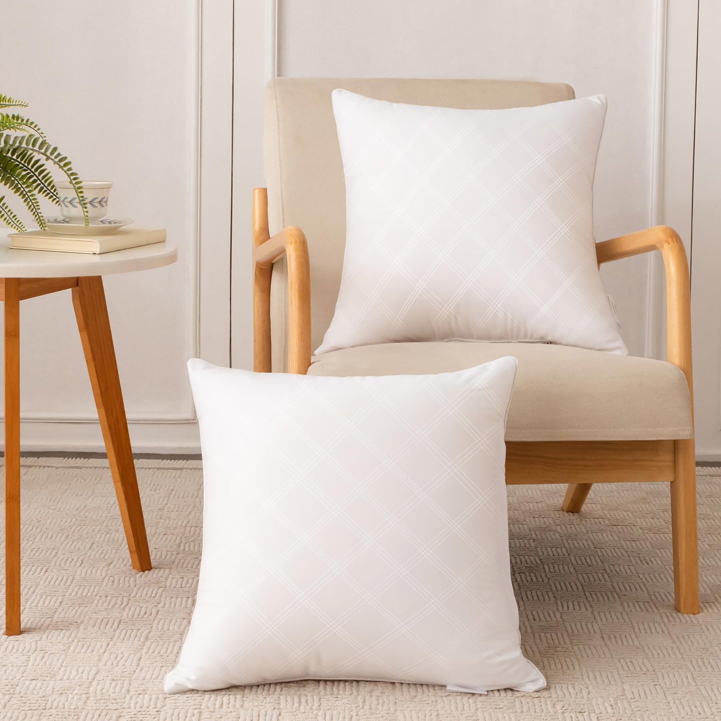 Oubonun 20x20 Inches Pack of 4 Throw Pillows Inserts, White Square Cushion Inner Soft Fluffy Plump Stuffer Pillows Inserts for Sofa Bed Couch