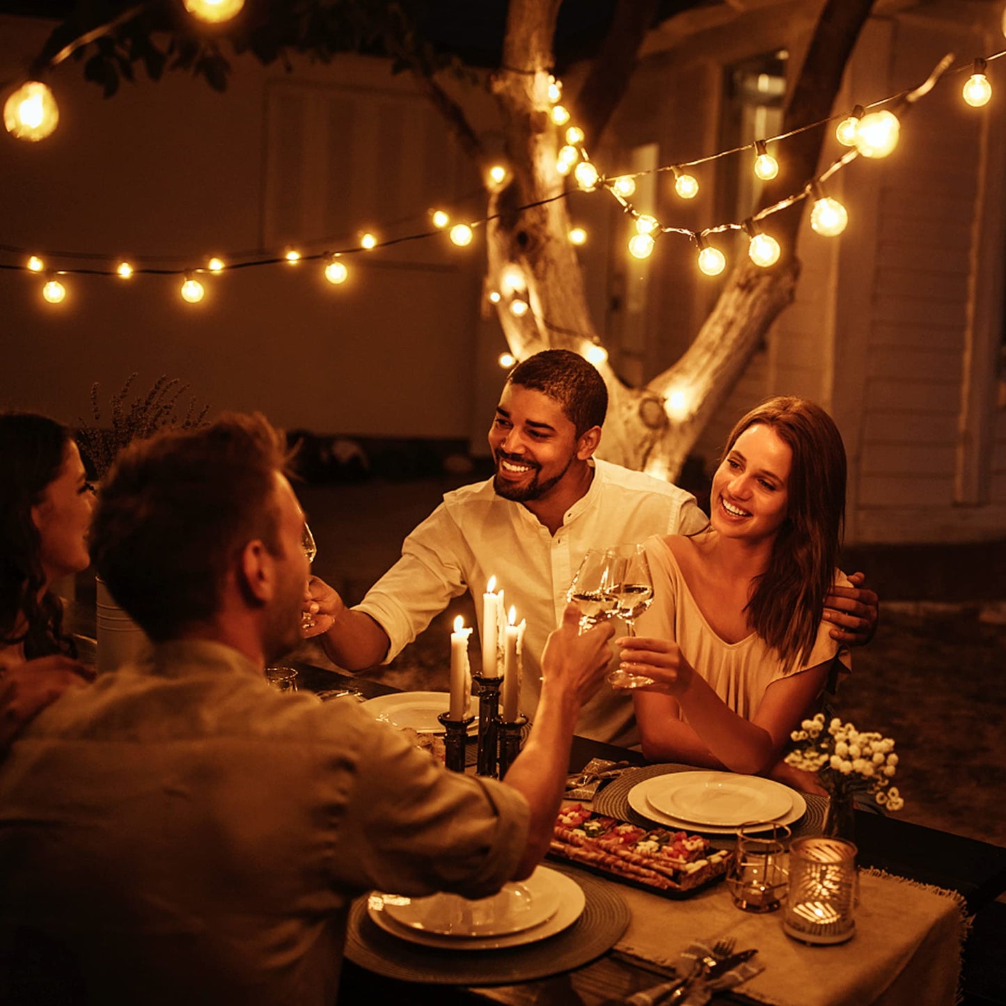 OHLUX Outdoor String Lights, 55FT G40 Globe LED Patio Lights with 26 Edison Dimmable LED Bulbs, 2200K Waterproof Connectable Hanging for Backyard Porch Cafe Party Decor, E12 Socket Base