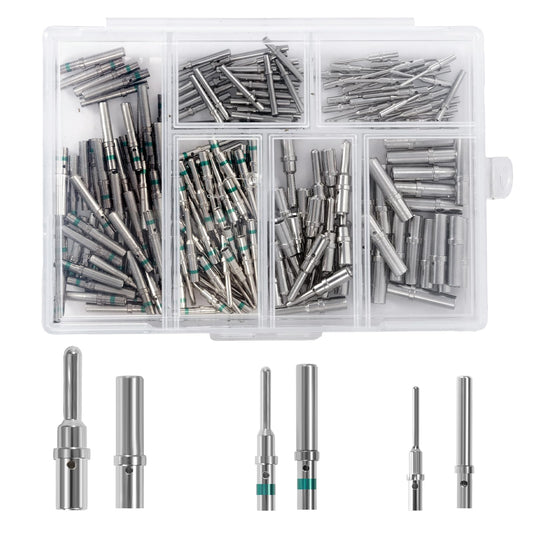 200PCS Pin Connectors for Deutsch Connector Kit - Premium Solid Contacts for Reliable Connections| Size 12 16 20 DTP DT DTM Connector Kit| Durable and Easy to Install for Automotive and DIY Projects
