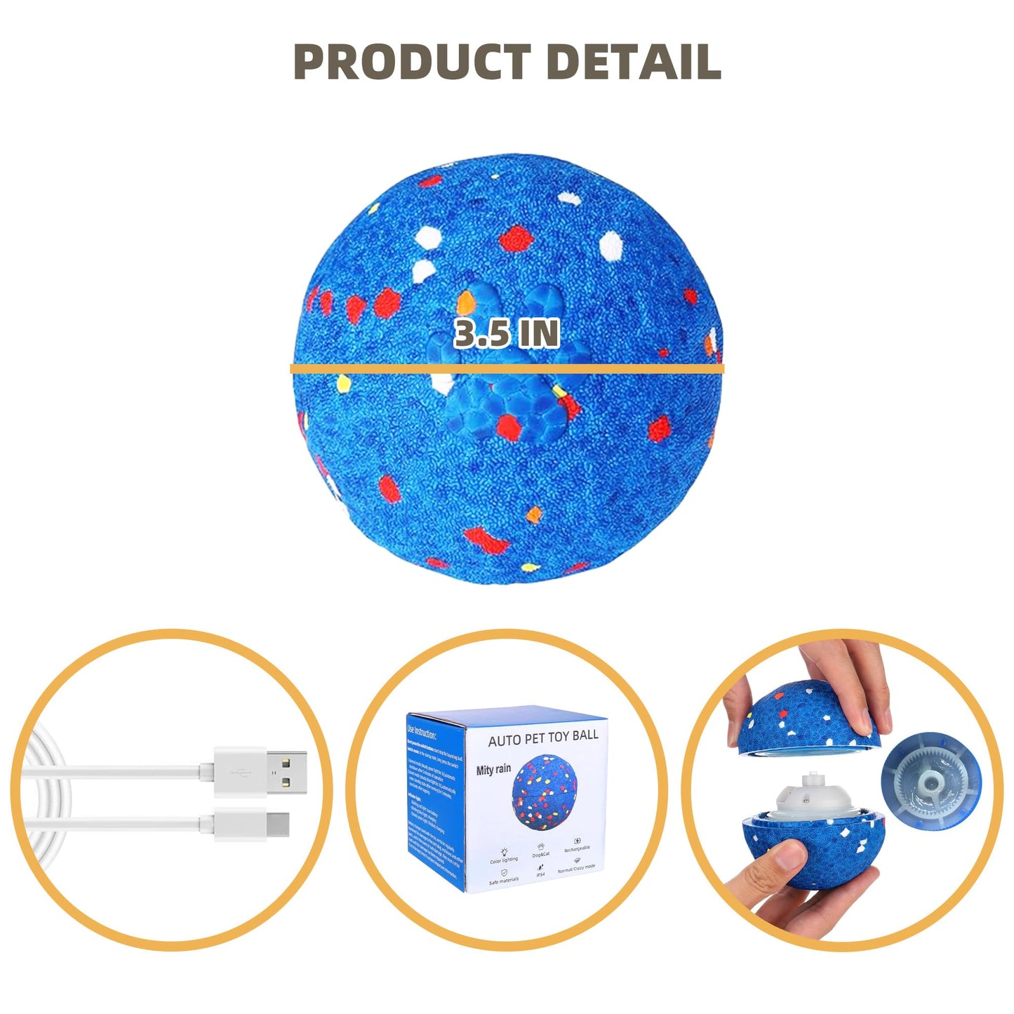 Valuepeak Smart Interactive Dog Toys Ball,Automatic Moving Bouncing Dog Ball, E-TPU Material, IPX4 Waterproof, Active Rolling Balls for Small Medium and Large Dogs