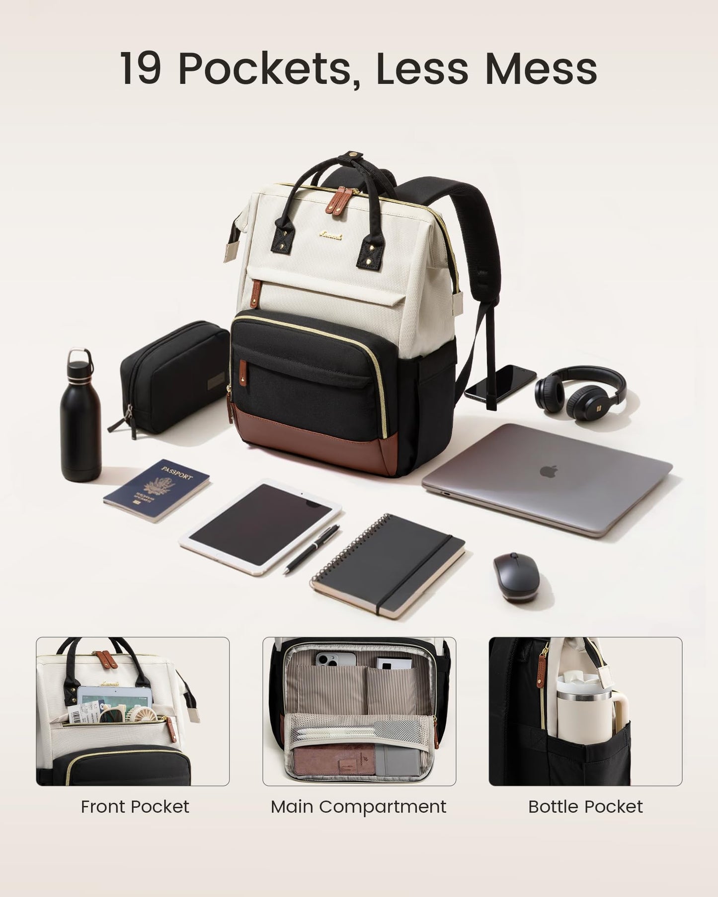 LOVEVOOK Laptop Backpack for Women, White-purple, 15.6 INCH, Modern