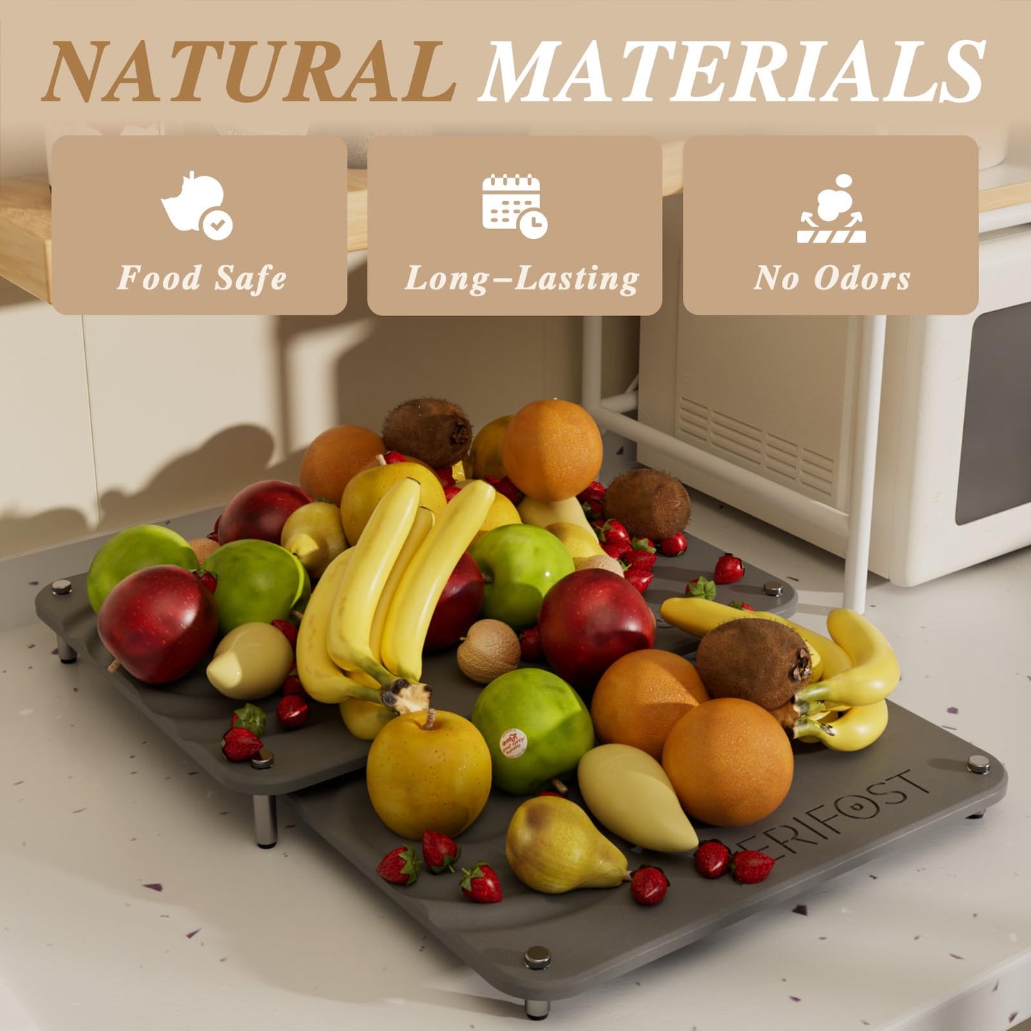 VERIFOST 2025 2PCs Large Drying Stone for Kitchen Counter, Stone Drying Mat for Kitchen Counter, Quick Drying Matt Kitchen Counter, Diatomaceous Earth Dish Mat with Non-Slip Feet Midnight Gray