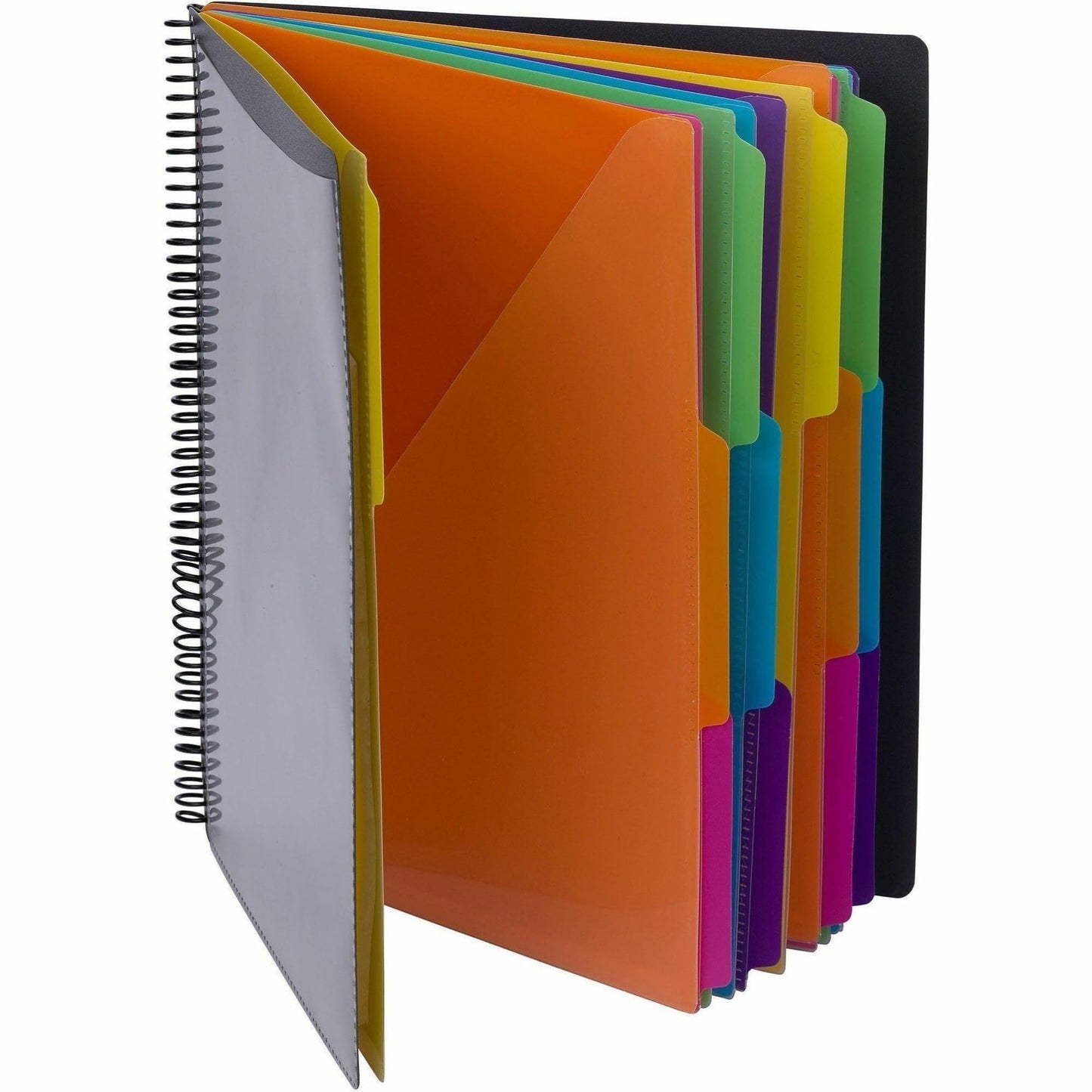Smead 24 Pocket Poly Project Organizer, 1/3-Cut Tab, Letter Size, Gray with Bright Colors (89206)