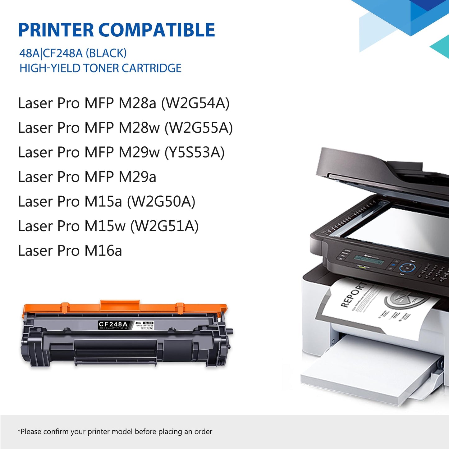 48A CF248A Toner Cartridge 2 Pack (Update Chip Version) Black High Yield Replacement for HP 48A CF248A M15w M15a M16a M16w Pro MFP M29w M29a M28a M30w M31w Printer Ink