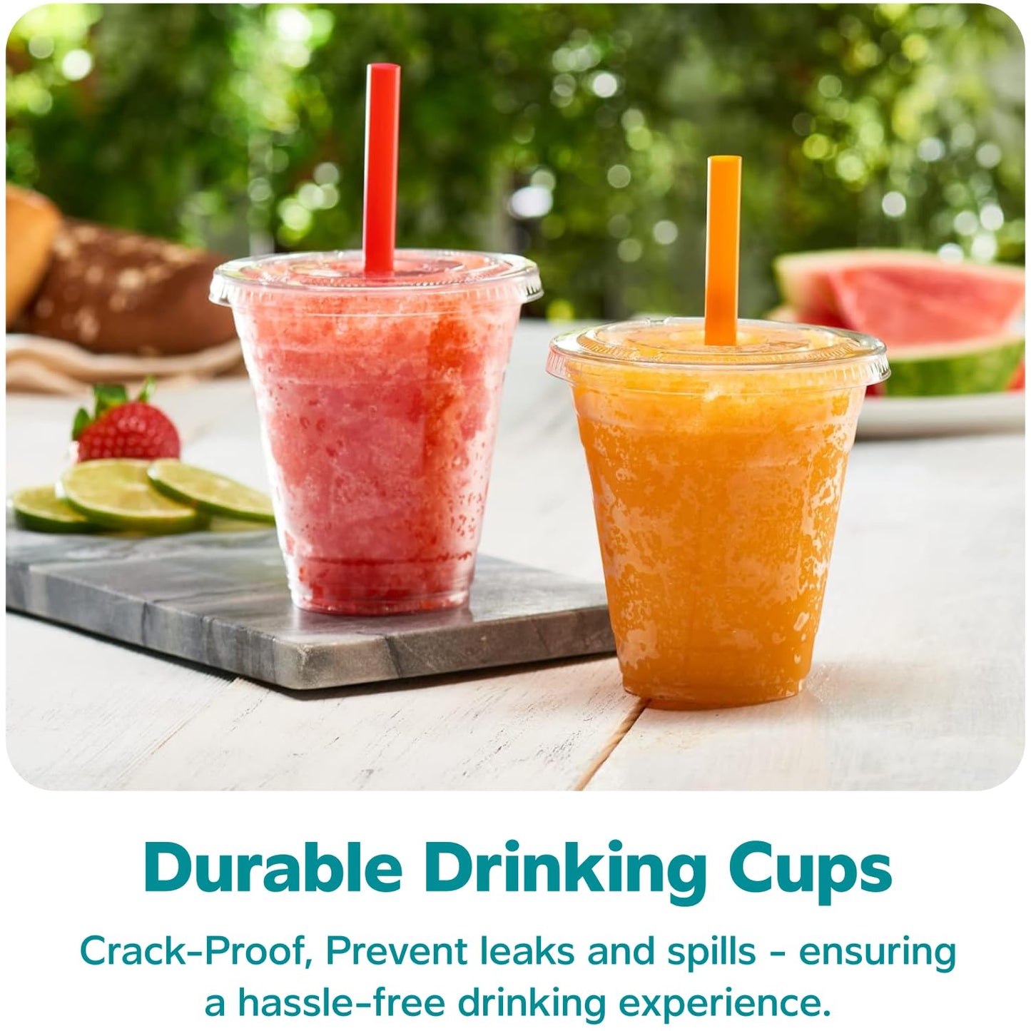 Gusto [12 oz. - 100 Count] Clear Cups with Flat Lids & Straws - Disposable Clear Drinking Cups for Iced Coffee, Cold Drinks, Milkshakes, and Smoothies - Formerly Comfy Package