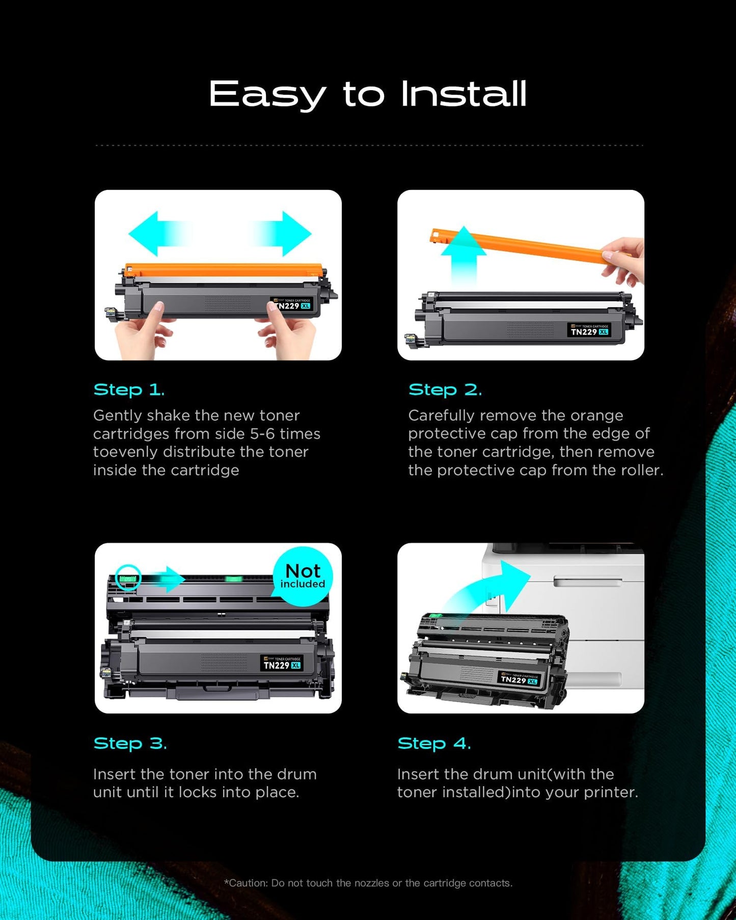 TN229XL TN229 Toner Cartridges High Yield Replacement Compatible for Brother TN 229XL TN-229XL TN-229 Work with MFC-L3720CDW MFC-L3765CDW MFC-L3780CDW MFC-L8395CDW Printers (4Pack, B/C/M/Y)