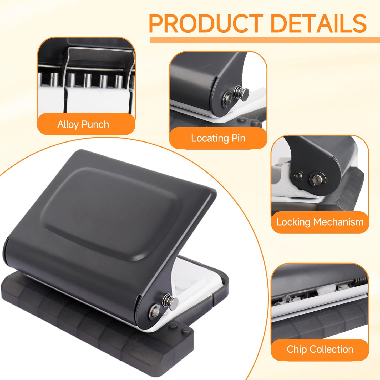 TUAKIMCE 10-Hole Punch Binding Machine for Planners, Mini Metal Manual Binding System with 10 Multi-Color Binder Rings, Punches 30 Holes on A4, 20 Holes on A5, 26 Holes on B5