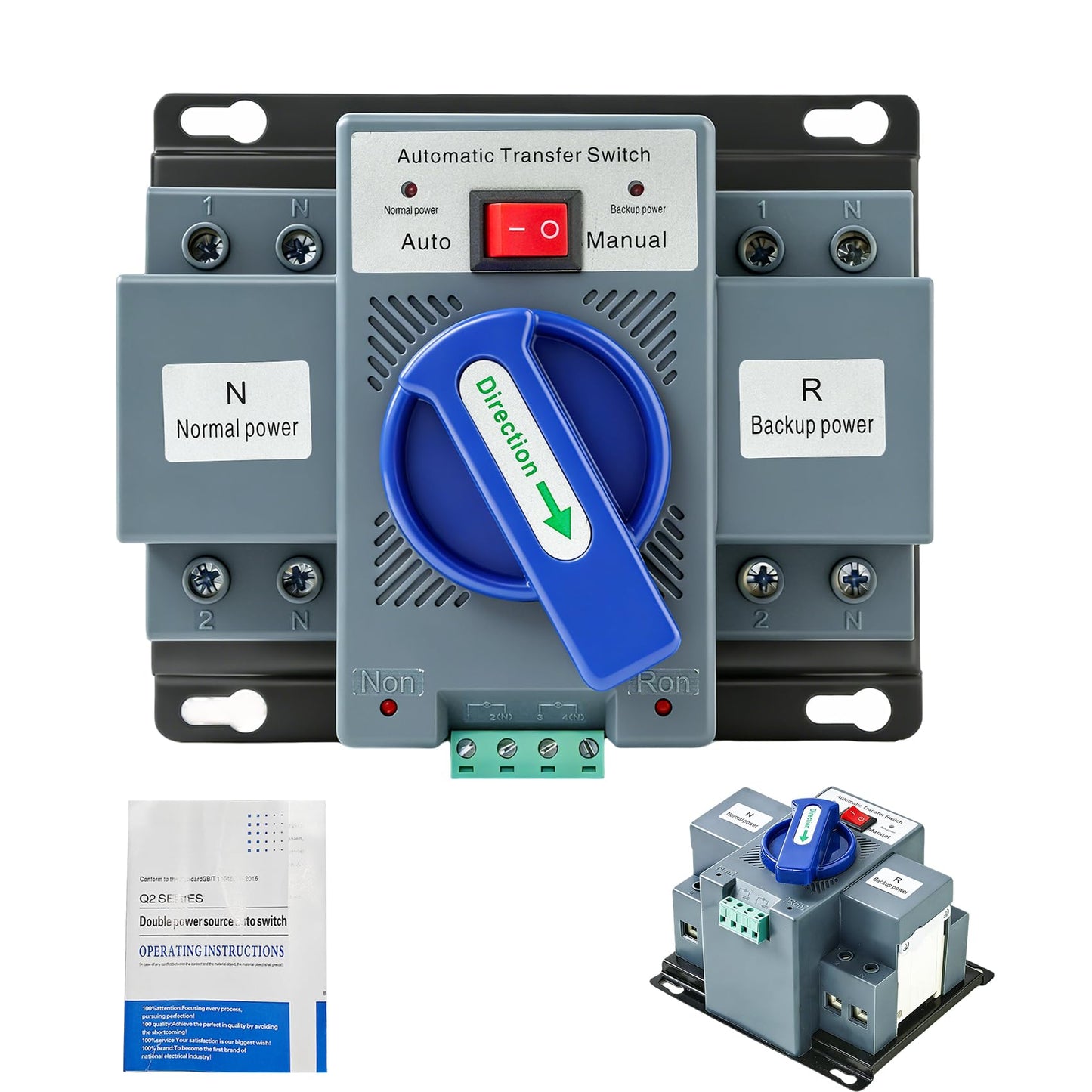 110V 63A Automatic Transfer Switch (ATS) for Home Generators - Dual Power Source Changeover with Auto/Manual Mode，Instant Changeover for Home/Commercial/RV/Backup Generator