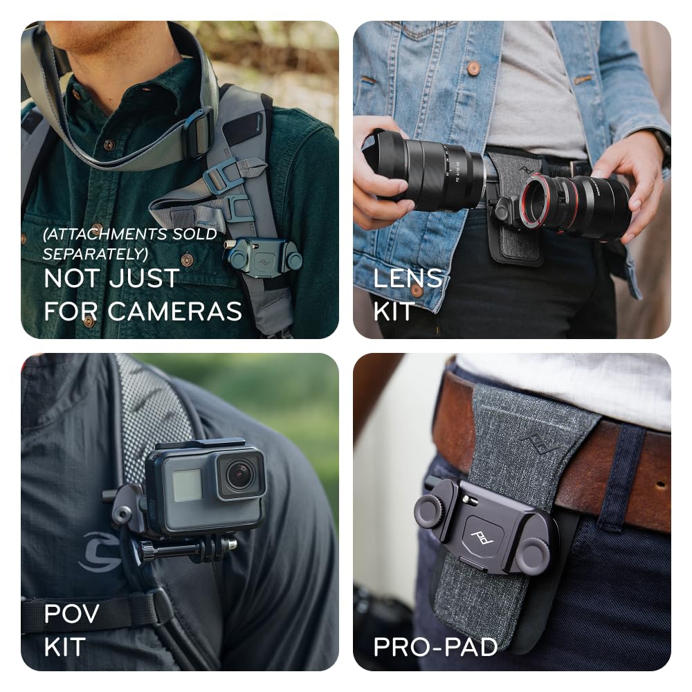 Peak Design Capture Camera Clip V3, Eclipse with Plate, Holds DSLR, Compact and Point and Shoot Bodies, Secure, Stable and Accessible, Attaches to Straps and Belts, Quick Release, 200 lb Capacity