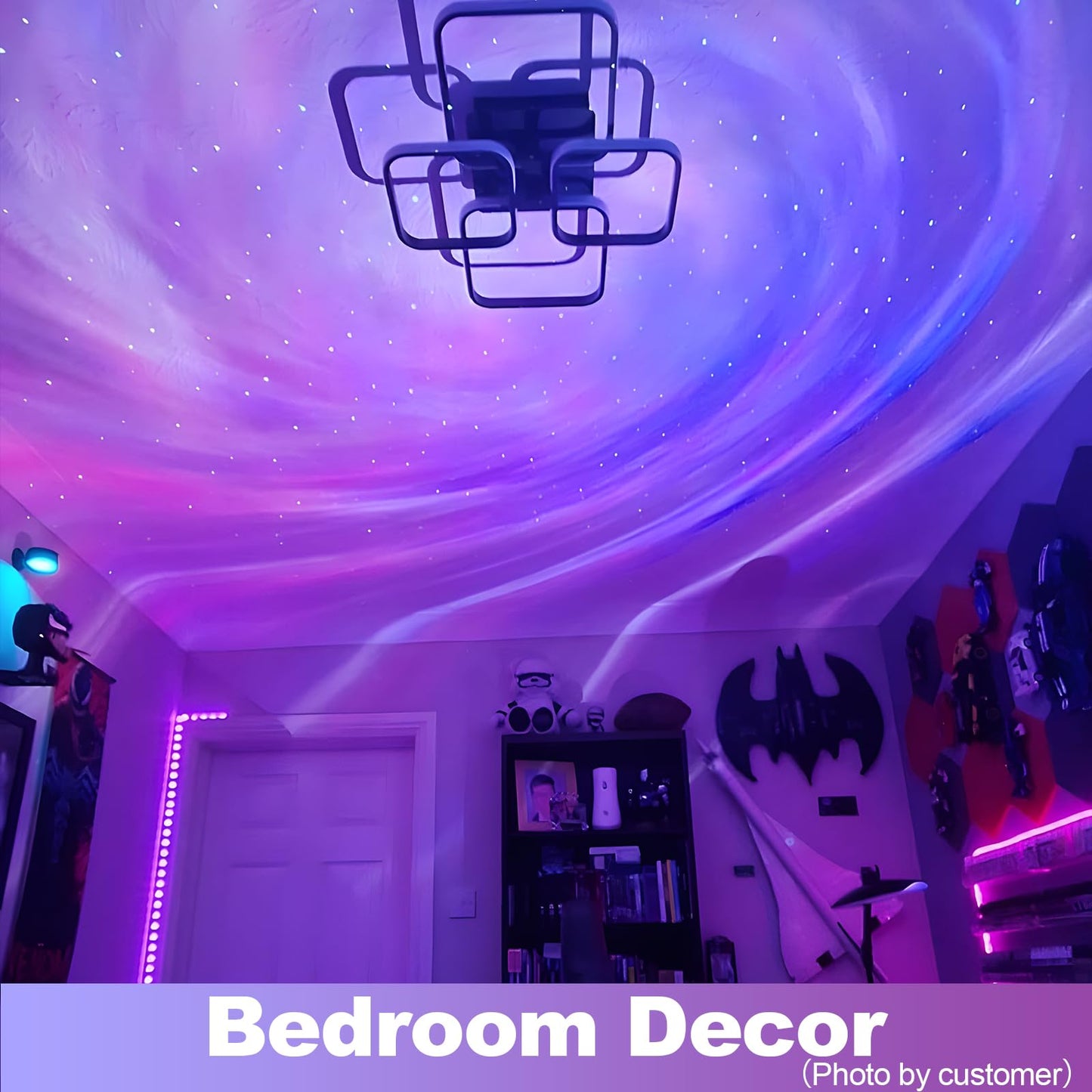 The Largest Coverage Area Galaxy Lights Projector,FLITI Star Projector,with Changing Nebula and Galaxy Shapes Night Light,Ideal for Room Decor,Valentines Day Gifts (Black)