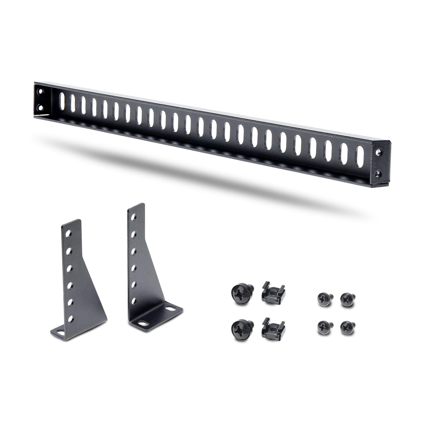StarTech.com 1U Rack Mountable Cable Lacing Bar w/Adjustable Depth, Cable Support Guide for Organized 19" Racks/Cabinets, Horizontal Cable Guide for Patch Panels/Switches/PDUs (12S-Cable-Lacing-BAR)