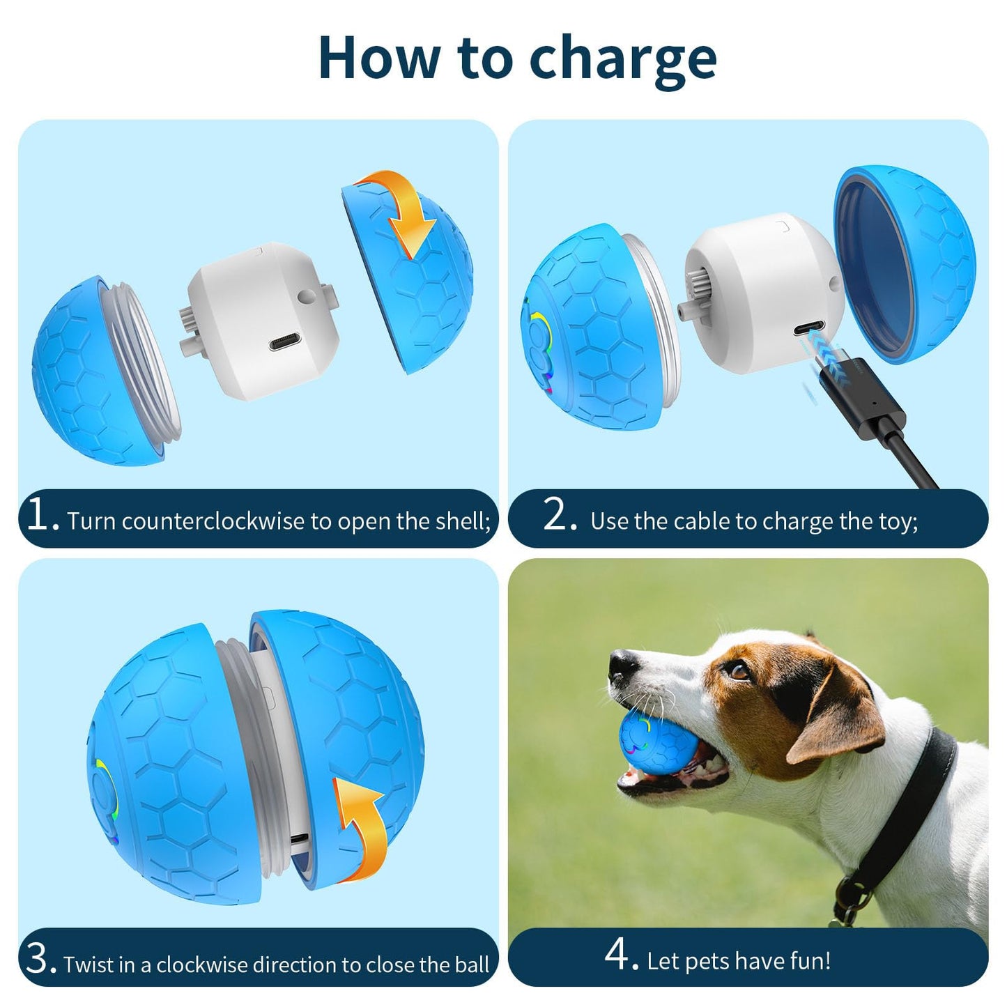 BEFYUS Interactive Dog Toy Ball - Smart Cat Interactive Ball and Self Moving Bouncing Rotating Wicked Air with Rechargeable，Active Rolling Ball for Dogs/Cats