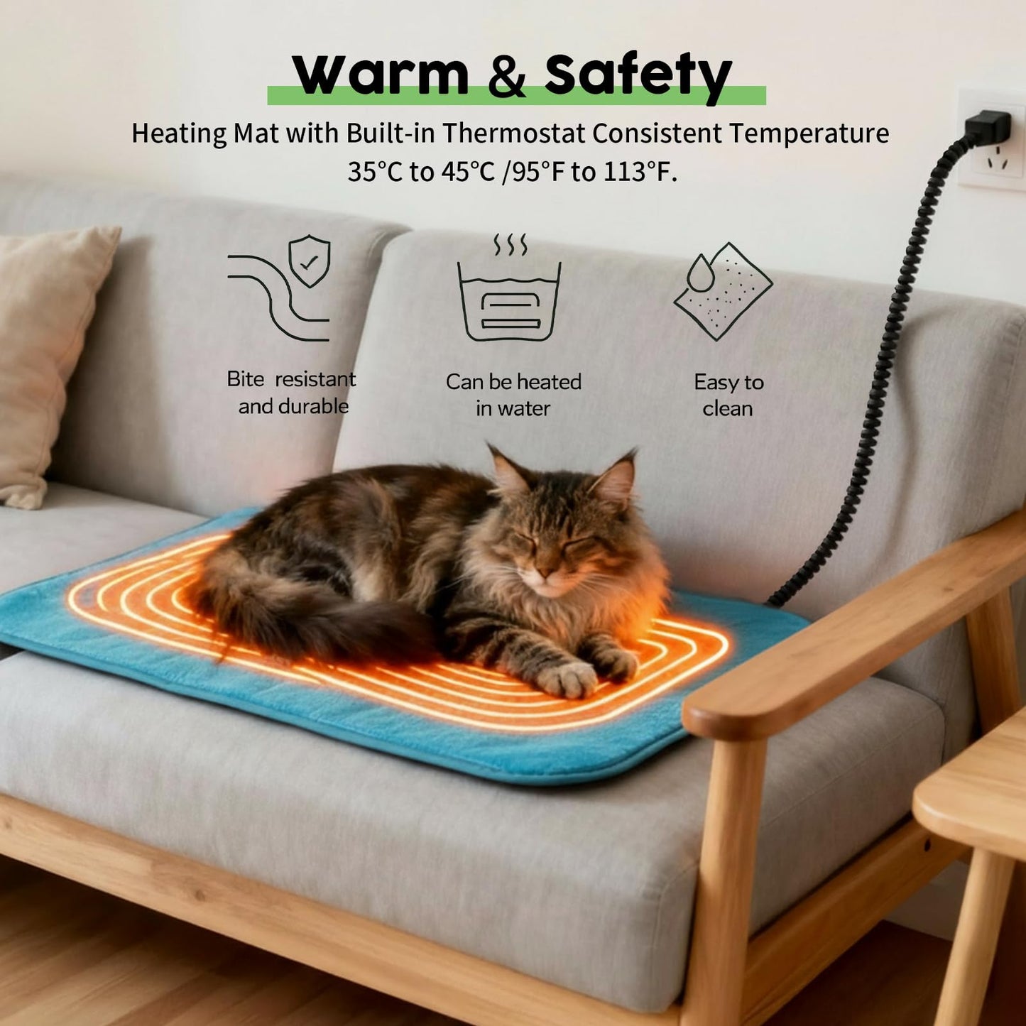 BNZ Indestructible Heated Cat House for Outside Winter, Weatherproof, Safe Escape Door, Insulated Outdoor Cat Shelter with Heater for Feral Barn Cat Kitty(21''x15''x13'')