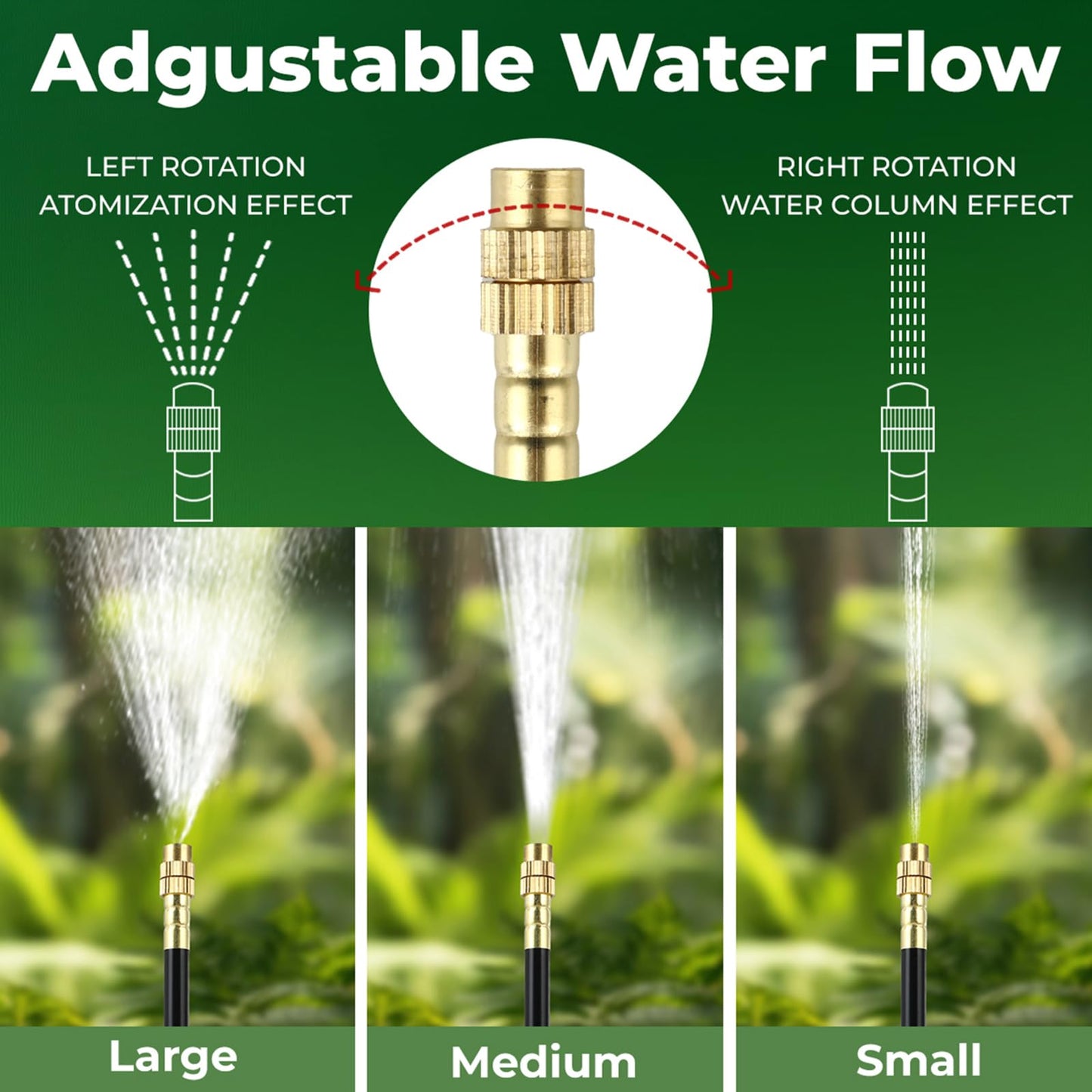 130FT Drip Irrigation System for Garden: 20 Nozzles 1/4" PE Tubing Automatic Watering Kit Adjustable Misting Sprinkler Mister Hose for Water Plants Tape Raised Beds Lawn Outdoor Yard Greenhouse