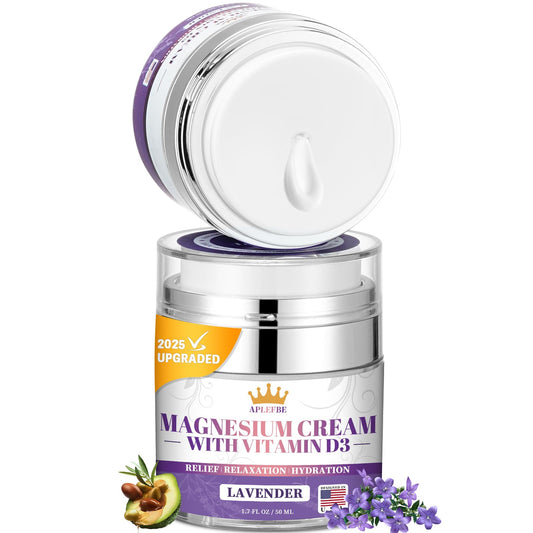 5-In-1 Magnesium Cream-Magnesium Lotion for Sleep Soothing Discomfort, Moisturing&Hydrating with Lavender, Vitamin D3, Chamomile Suitable for Kids & Adults All Skin Types (1.7 FL OZ) (2PC)