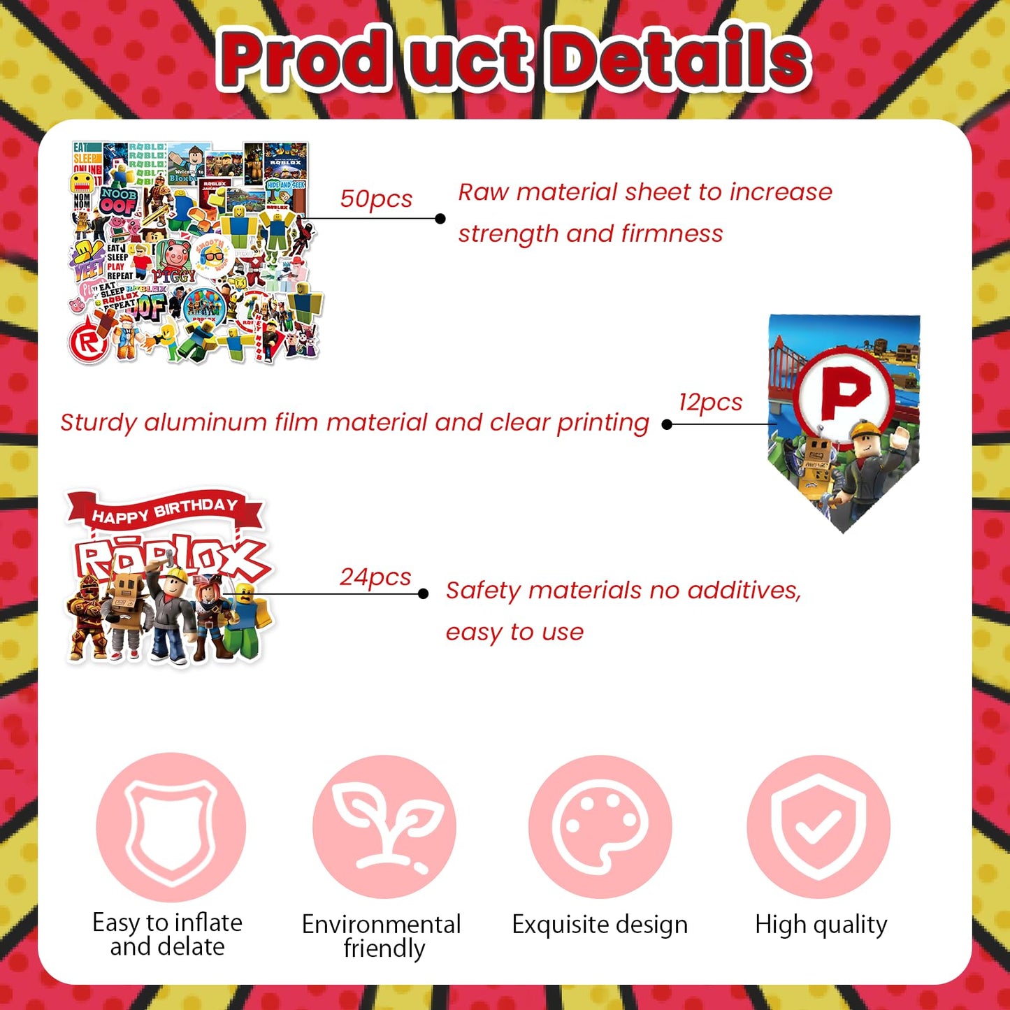 95PCS Birthday Party Decorations, Cartoon Theme Party Supplies Include Background Cloth, Banner, Stickers, Balloons, Cupcake Toppers, Tablecloth for Kids Birthday Party