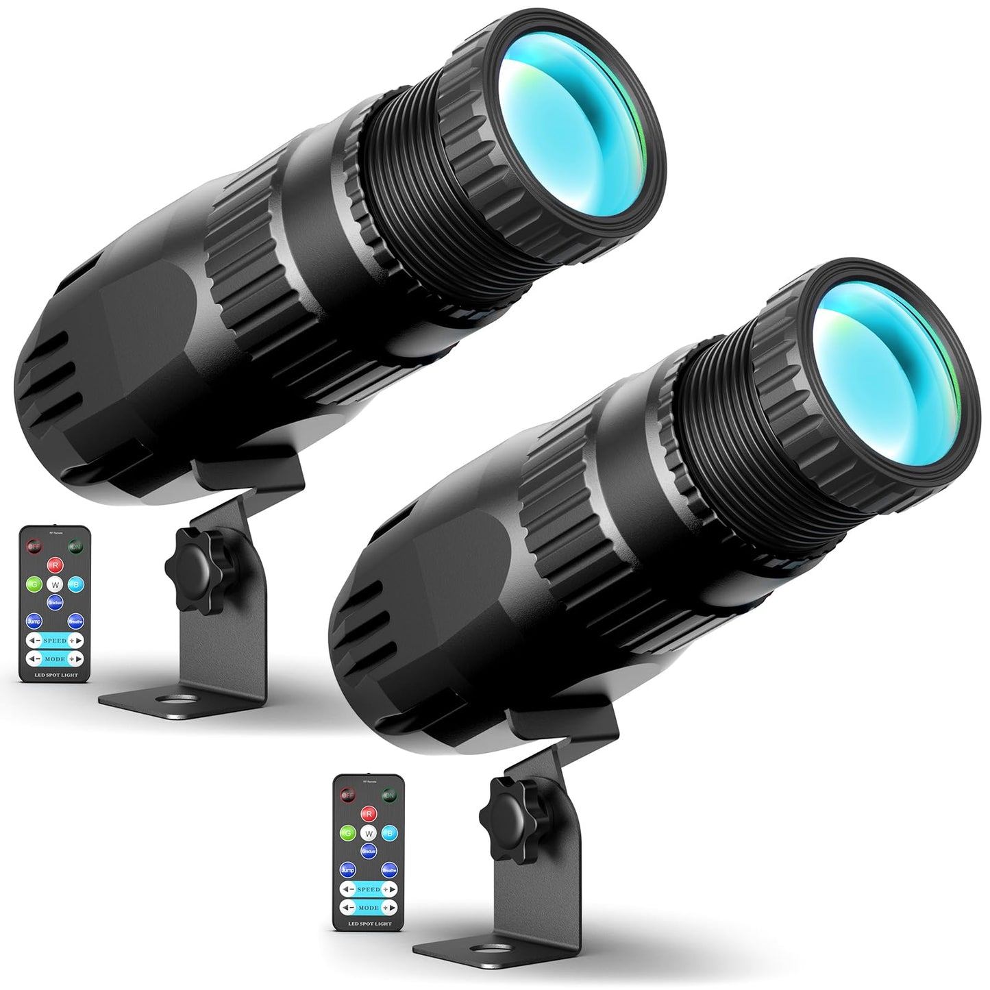 2PC 10W RGBW 4 in 1 Mini Pinspot Light Remote Control Spotlight Super Bright Beam Pin Spot Light Disco Ball Light Jump Gradual Breathe Modes for Disco Party Bar Club Show Wedding Children's Theater