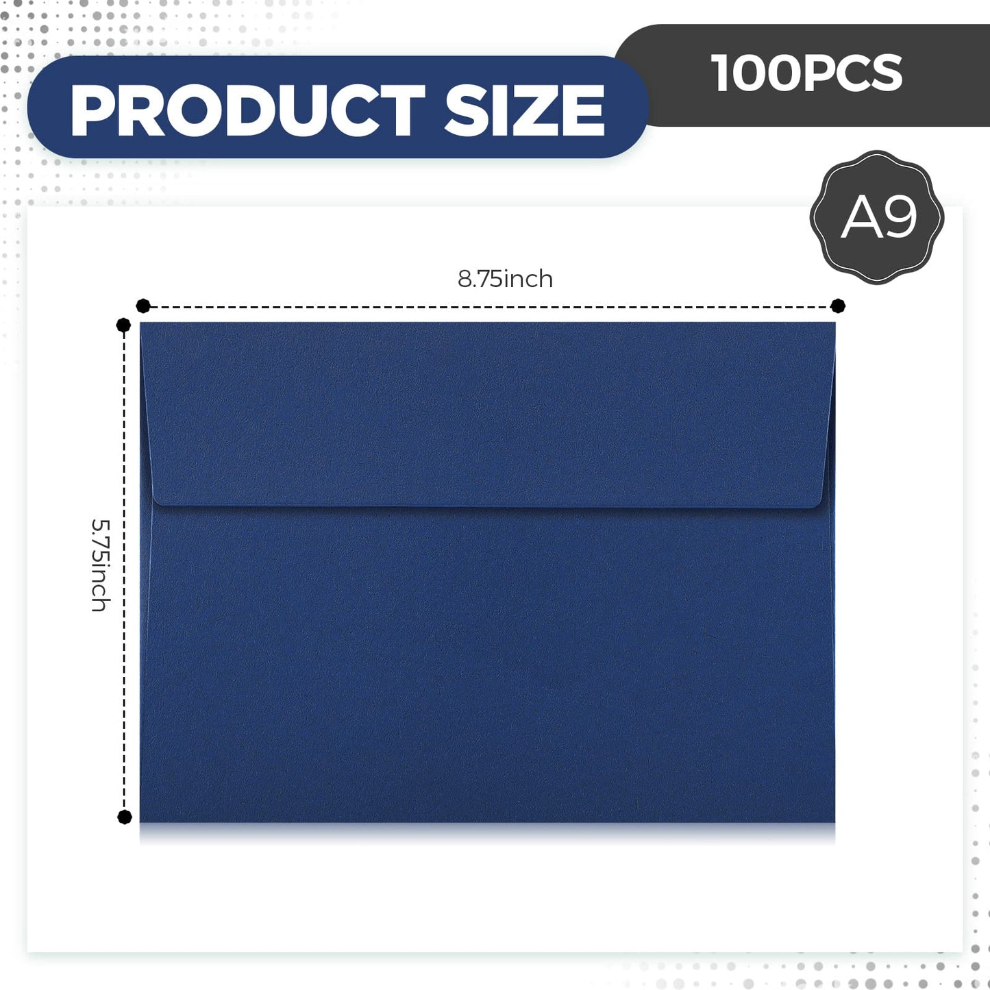 Harloon 100 Pcs A9 Invitation Envelopes 5.75 x 8.75 Inch Wedding Invitation Envelope 110 GSM Self Adhesive Paper Greeting Card Envelope for Birthday Photos Letters Baby Shower Office(Navy Blue)