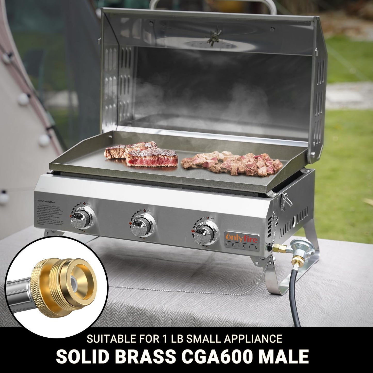 Onlyfire 12-Foot BBQ Propane Adapter Hose Assembly, Connects Appliance to Refillable Propane Cylinder