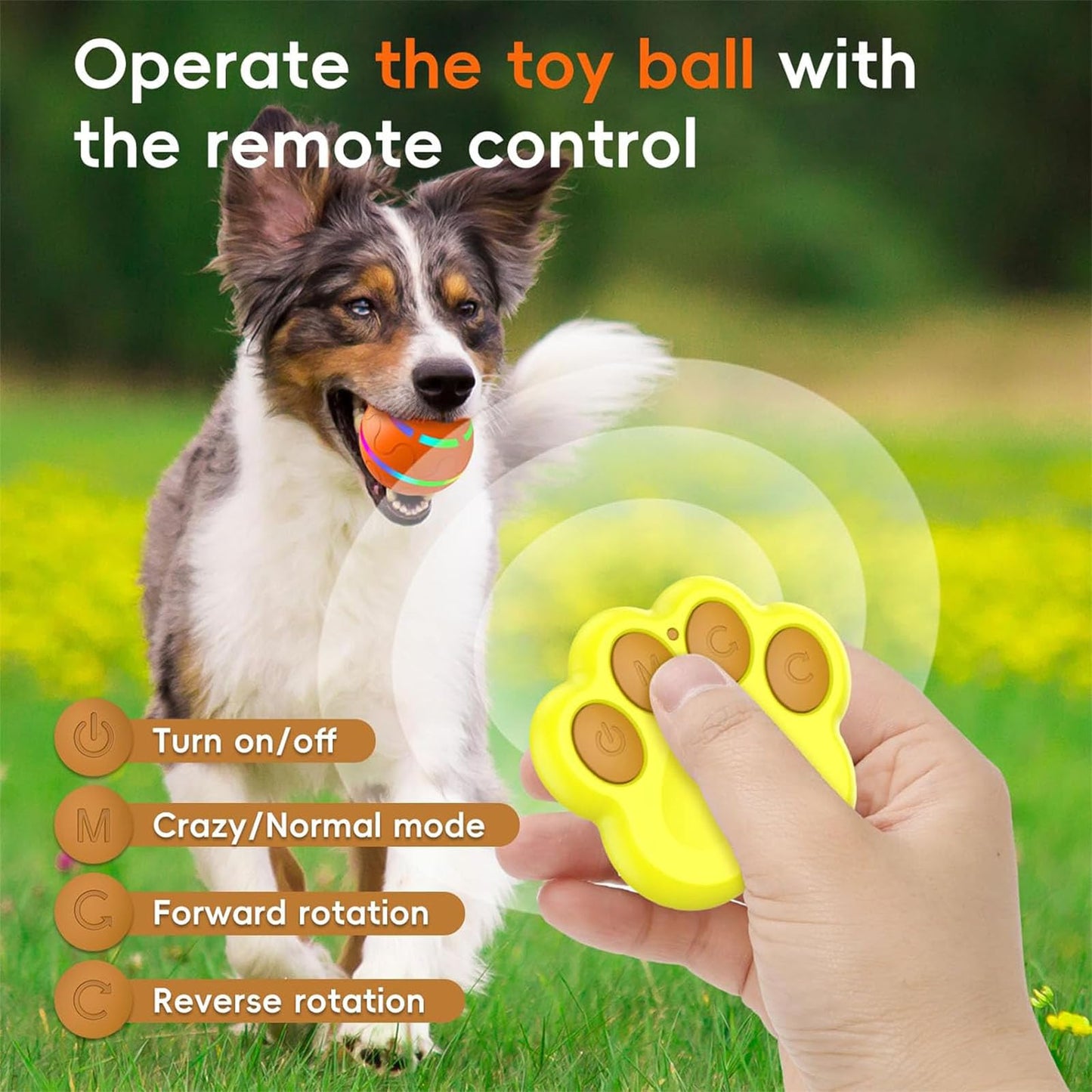 BEFYUS Interactive Dog Toy Ball - Smart Cat Interactive Ball and Self Moving Bouncing Rotating Wicked Air with Rechargeable，Active Rolling Ball for Dogs/Cats