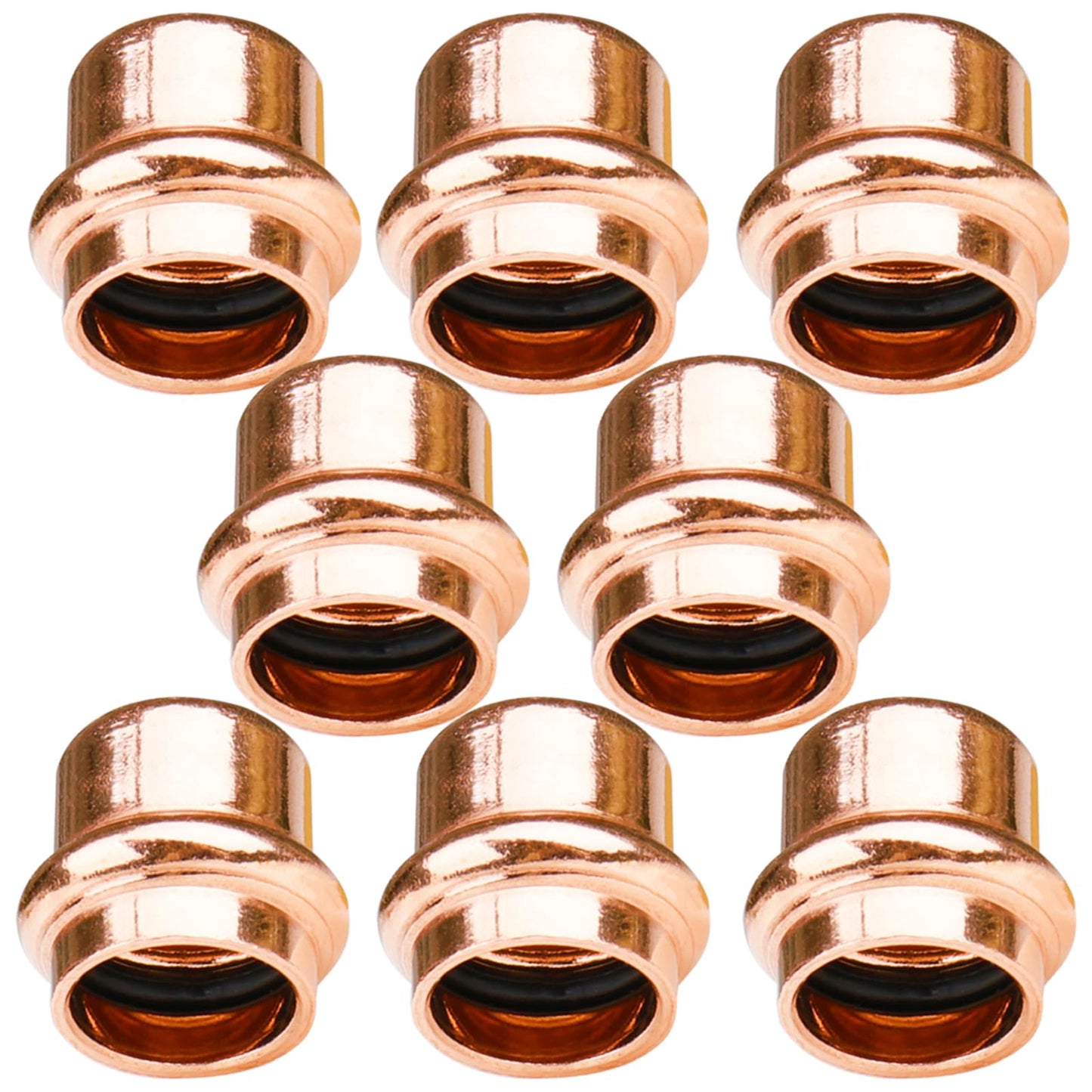 WHK 8 Pack 3/4 Inch Press Propress Copper End Cap Press Pro Press 3/4" Cooper End Plug Press Fittings Copper Pipe End Cap(Lead-Free)