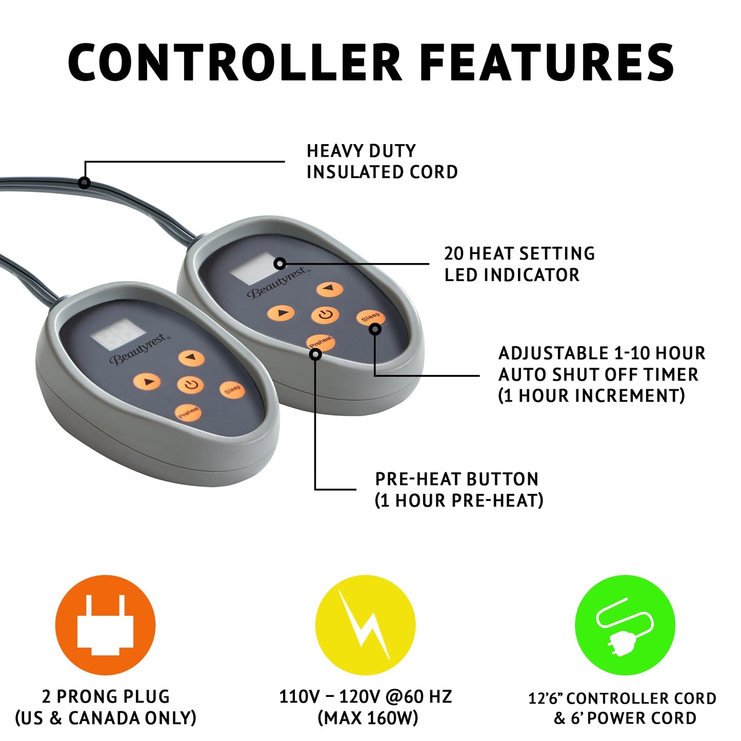 Beautyrest Heated Electric Blanket for Cold Weather, Fast Heating Heated Blanket, Auto Shut Off, Virtually Zero EMF, Multi Heat Setting, UL Certified, Mink Queen (90 inx84 in)