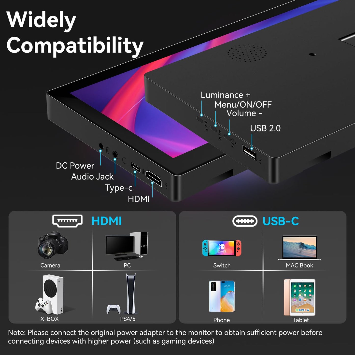 10.3'' Small Touchscreen Monitor, 400cd/m², VESA, IPS Stretched Bar LCD Mini Travel Touch Display 1920 * 720 HDMI USBC, Portable Touch Screen for Laptop Computer Windows Aida64 GPU CPU RAM Monitoring
