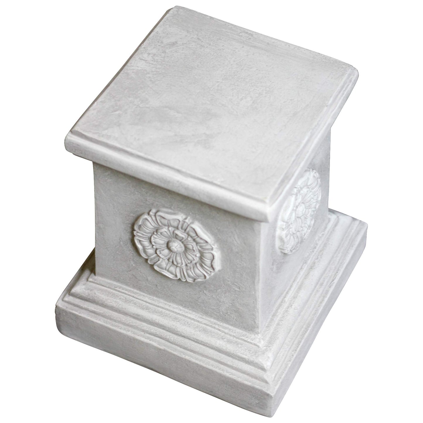 Design Toscano English Rosette Sculptural Garden Plinth Base Riser, Large 33 cm, Polyresin, Antique Stone