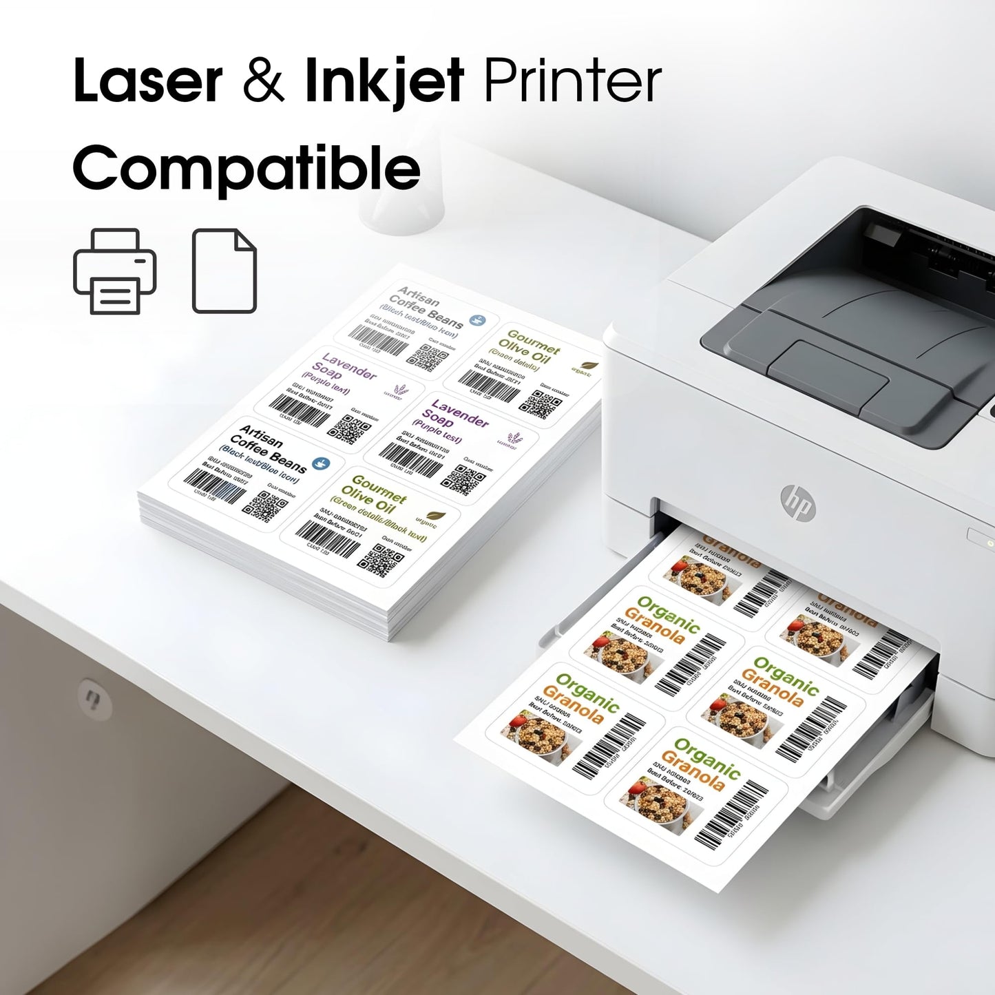3 1/3" X 4" Matte White Shipping Labels Compatible with Inkjet and Laser Printers - 500 Sheets, 3000 Printable Stickers for Mailing, Product IDs, Organization - Spartan Industrial Template R015