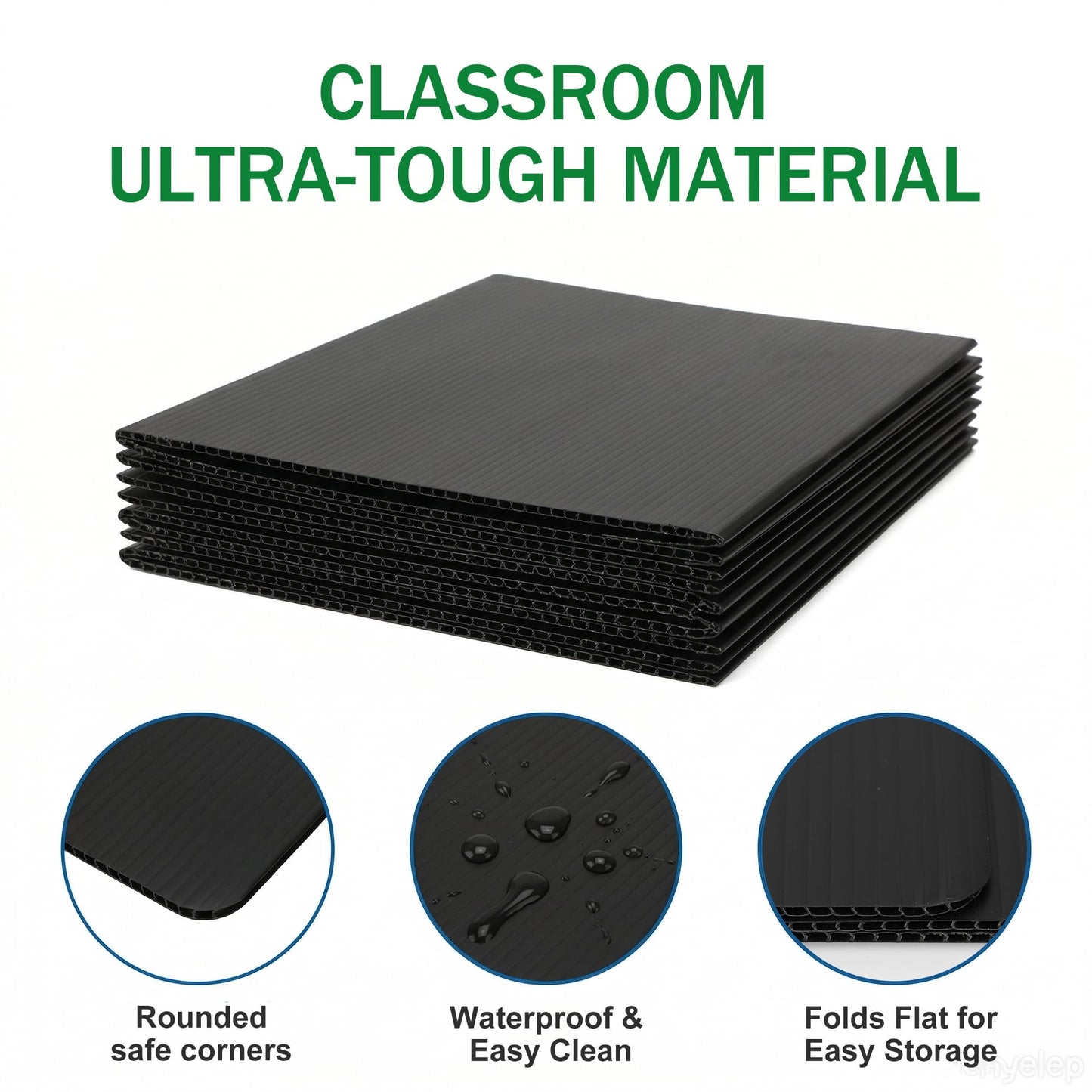Starry 24 PCS Desk Dividers Student Desk Privacy Panel with Sticker Labels Durable Waterproof Plastic Testing Dividers Shields Lightweight for Students Test Studying Black