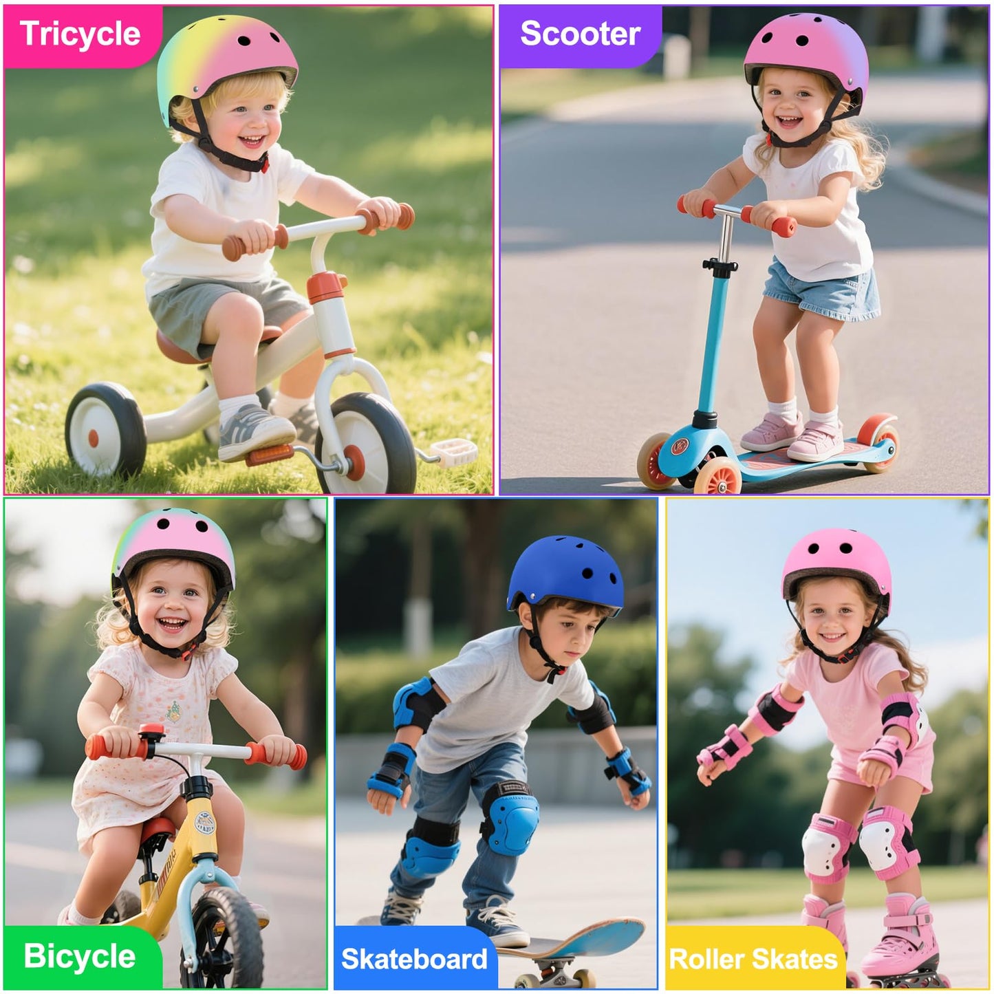 Hanstre Kids Bike Helmet Toddler Helmet Ages 3-5-8-14 Boys Girls Lightweight Adjustable Helmet for Bicycle Skateboarding Roller Skating Scooter Pink Purple