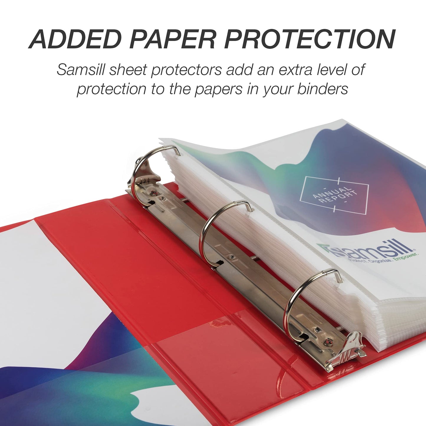 Samsill Durable 2 inch 3 Ring Binder, Made in USA, D Ring Binder, FSC 100% Recycled Chipboard, Red, 4 Pack