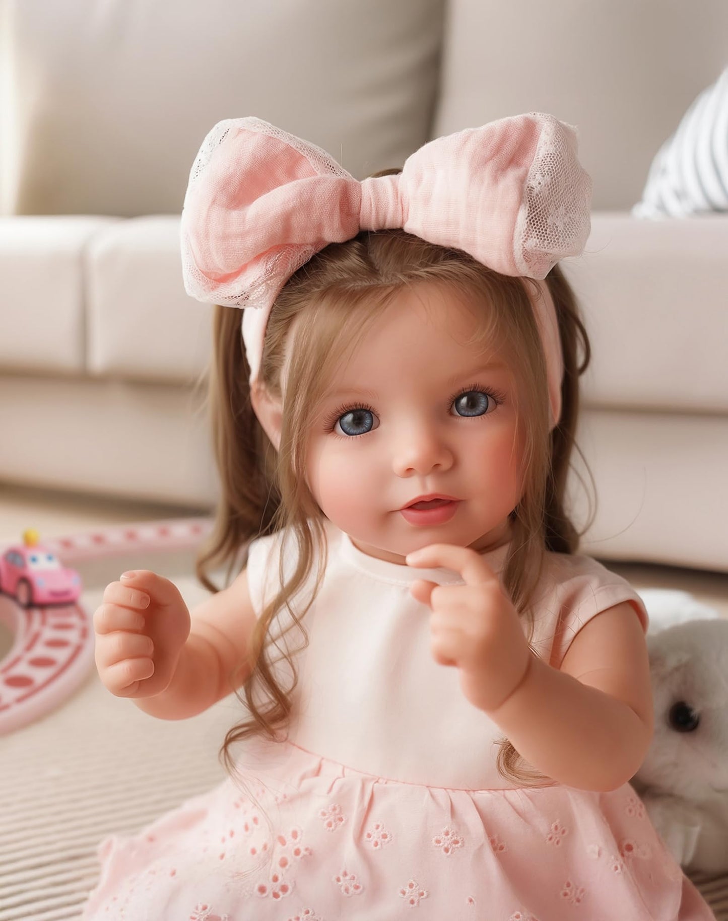 BABESIDE Lifelike Reborn Baby Dolls Dara - 20 Inch Realistic-Newborn Baby Doll Brown Hair Girl Handmade Real Life Toddler Dolls with Clothes and Toy Accessories Gift for Kids Age 3+