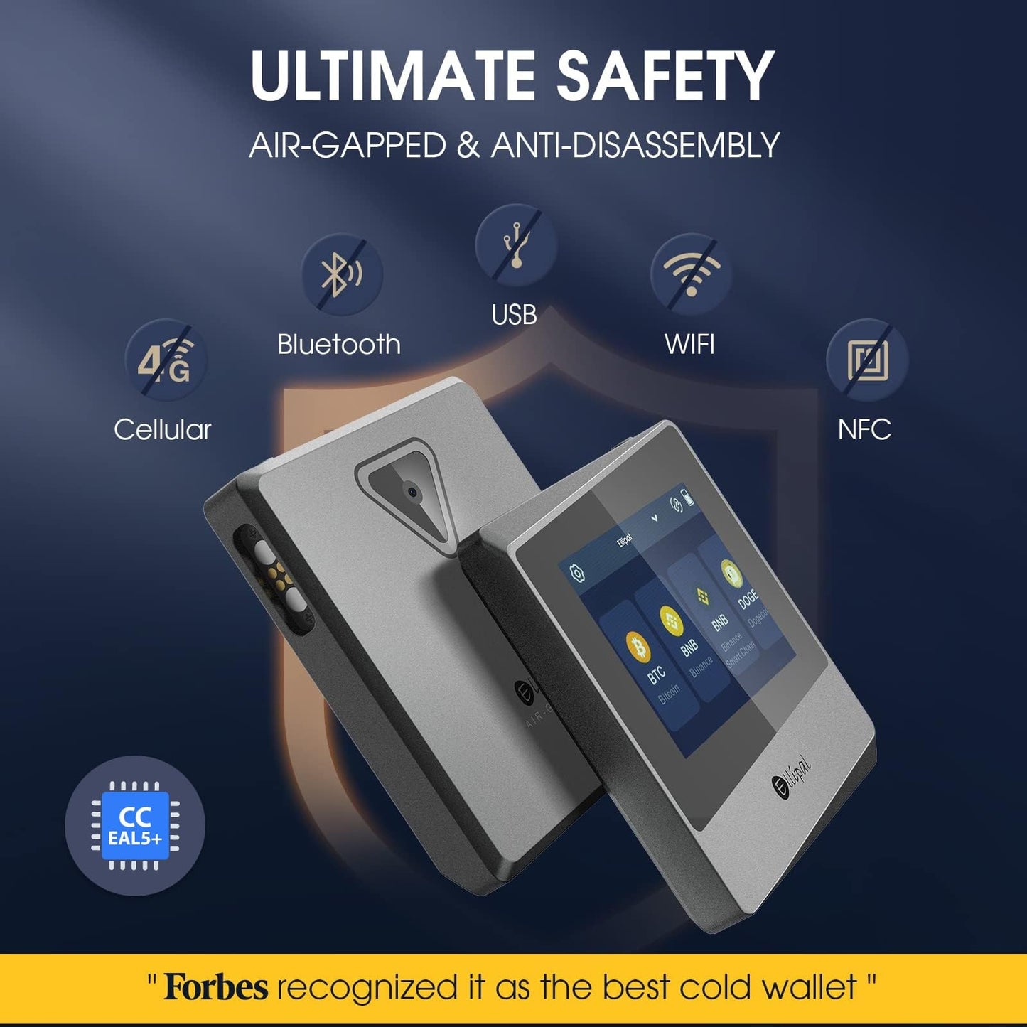 ELLIPAL Hardware Wallet, Air-gapped & Internet Isolated Security Crypto Wallet, Titan Mini, 10000 Coins & Tokens, Anti-Disassemble & Tamper Cold Storage for BTC/XRP/ETH/XLM/USDT/LTC