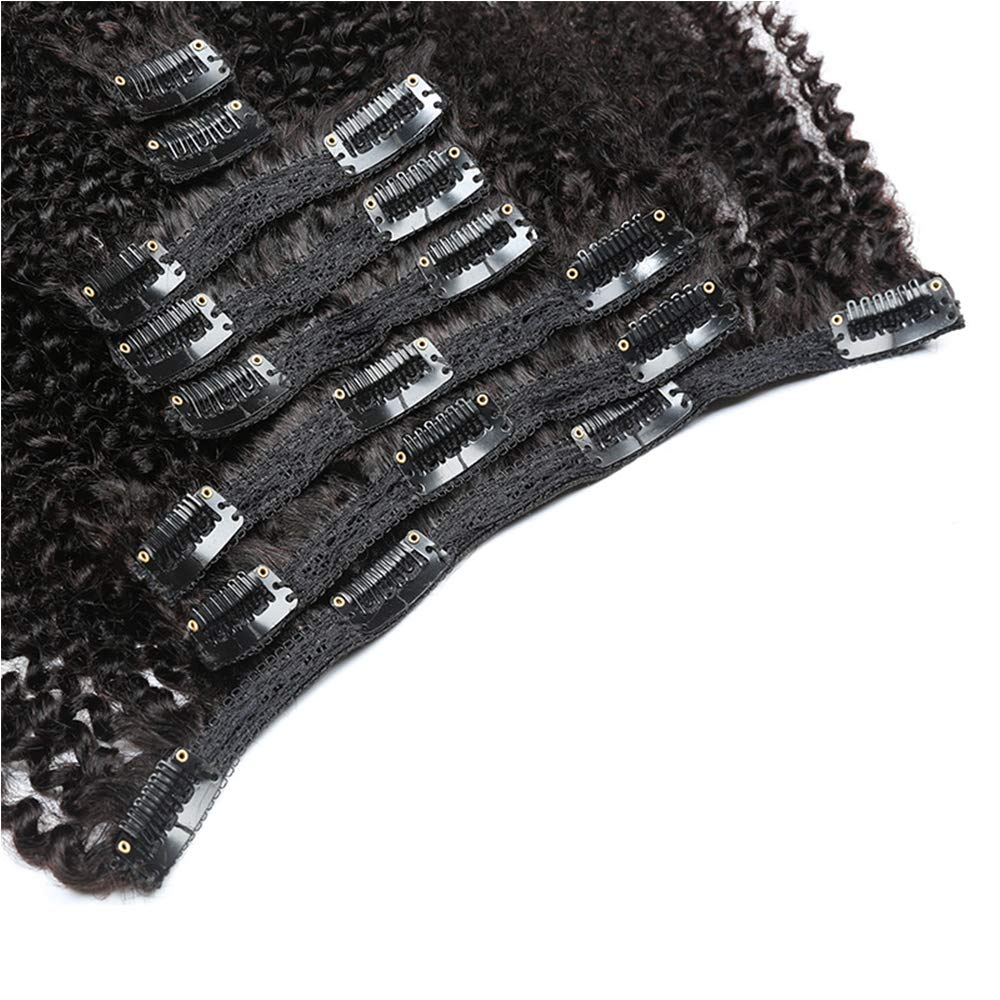 Dsoar 18 inch With 18 Clips 8A Remi Human Hair Clip in Extensions 8Pcs/Set Afro Kinky Curly Double Wefts For Black Women Natural Color 120 Grams/Set