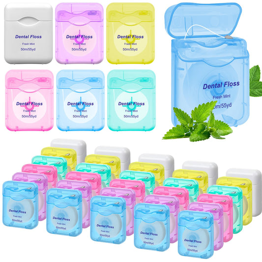 60 Pack Mint Flavored Dental Floss Bulk, 50m Each Travel Oral Care Dental Floss for Teeth and Gum Protection (Multicolor)