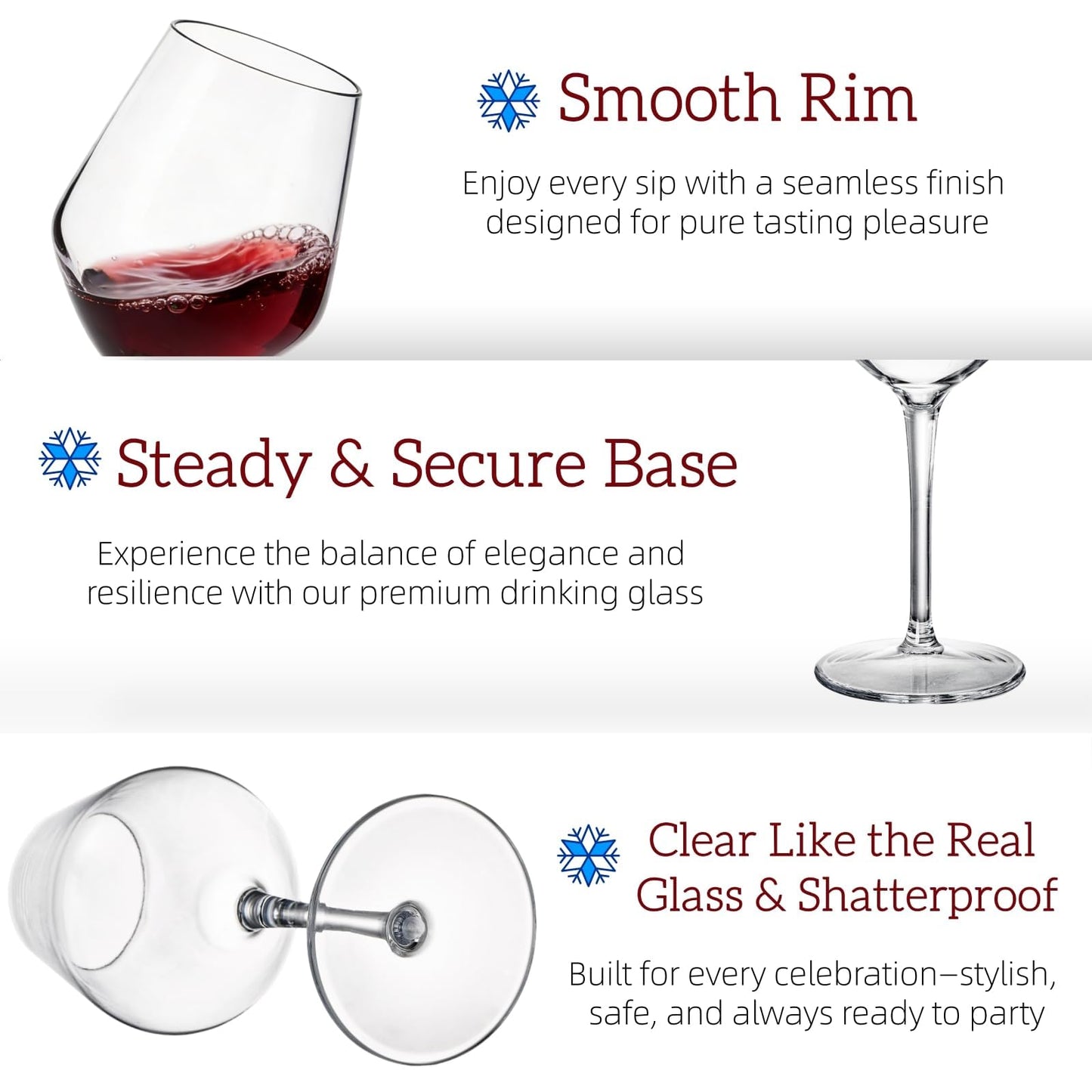 Dicunoy Set of 4 Unbreakable Stemmed Wine Glasses, 15oz Plastic Outdoor Wine Glasses, Hard Plastic Goblets Glassware, Reusable, BPA-Free, Classic Wine Cups for Patio, Poolside, Camping
