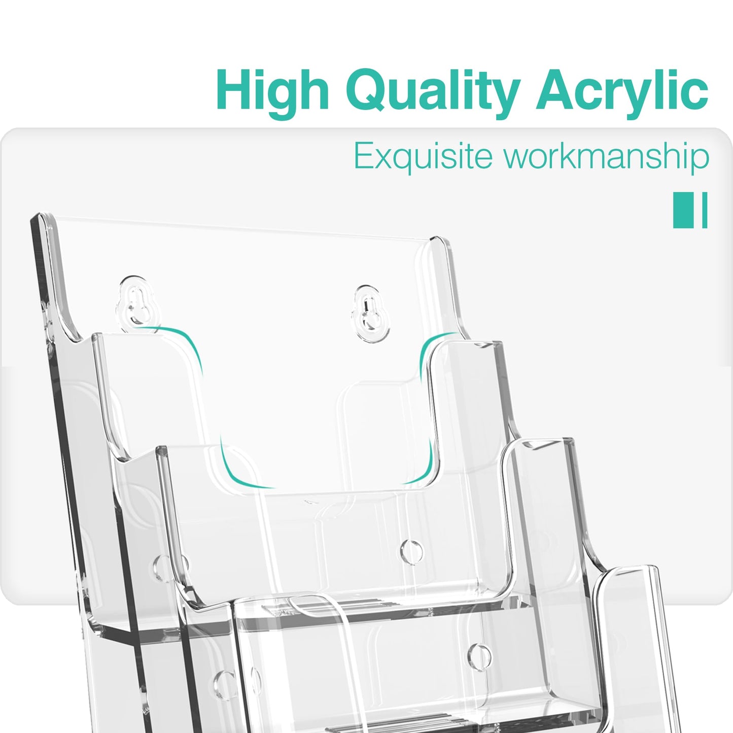 HLF-ho Brochure Holder 6x9 Inch 4 Tier Acrylic Literature Holders Clear Plastic Flyer Display Stand Countertop Use or Wall Mount Pamphlet Holder Organizer for Office, Lobby, Hotel, Trade Show, 2 Pack
