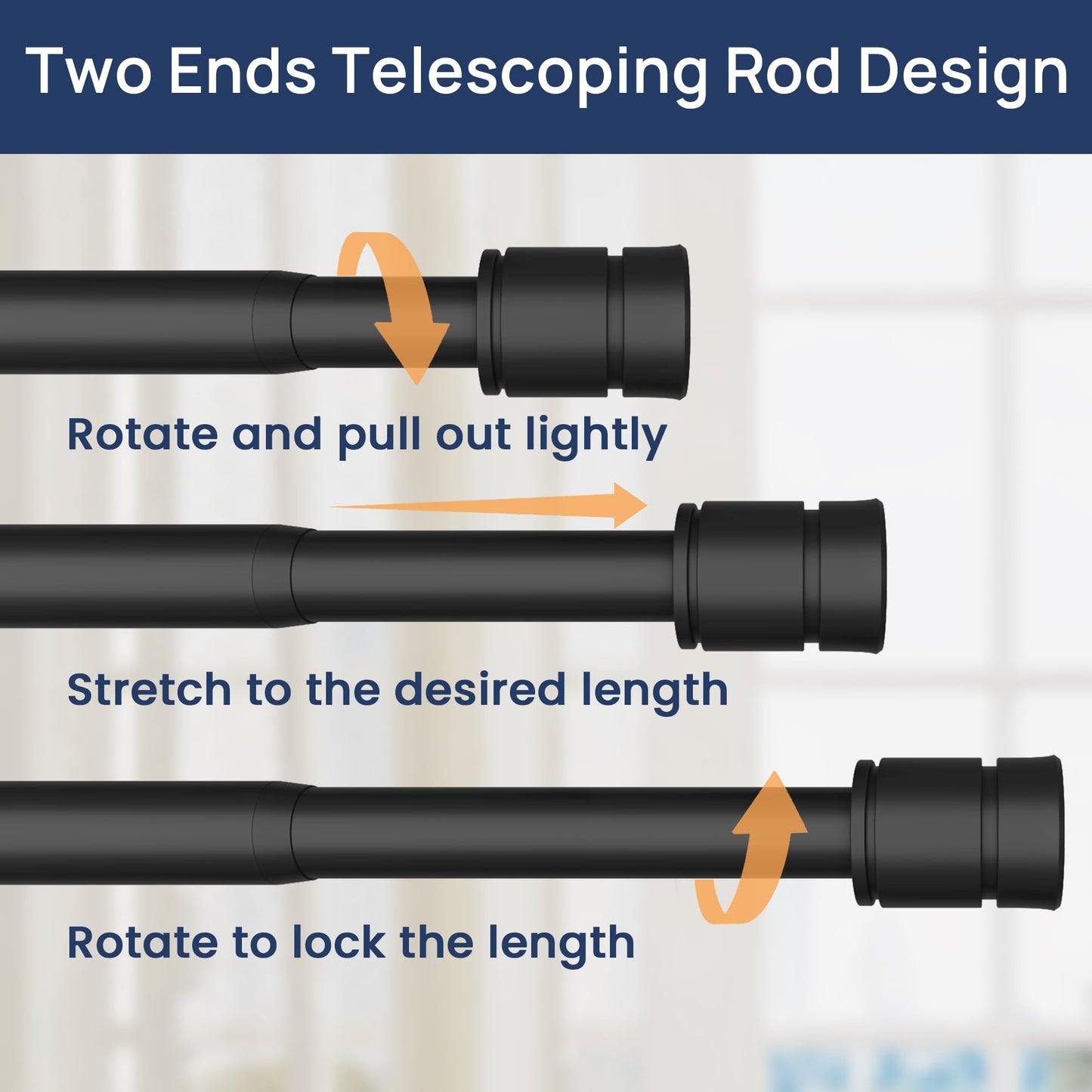 ENJOYBASICS Matte Black Curtain Rods, 1 Inch Diameter Adjustable Curtain Rod, Extra Long Curtain Rod with Brackets, Heavy Duty Drapery Rod for Living Room, 28"-144"